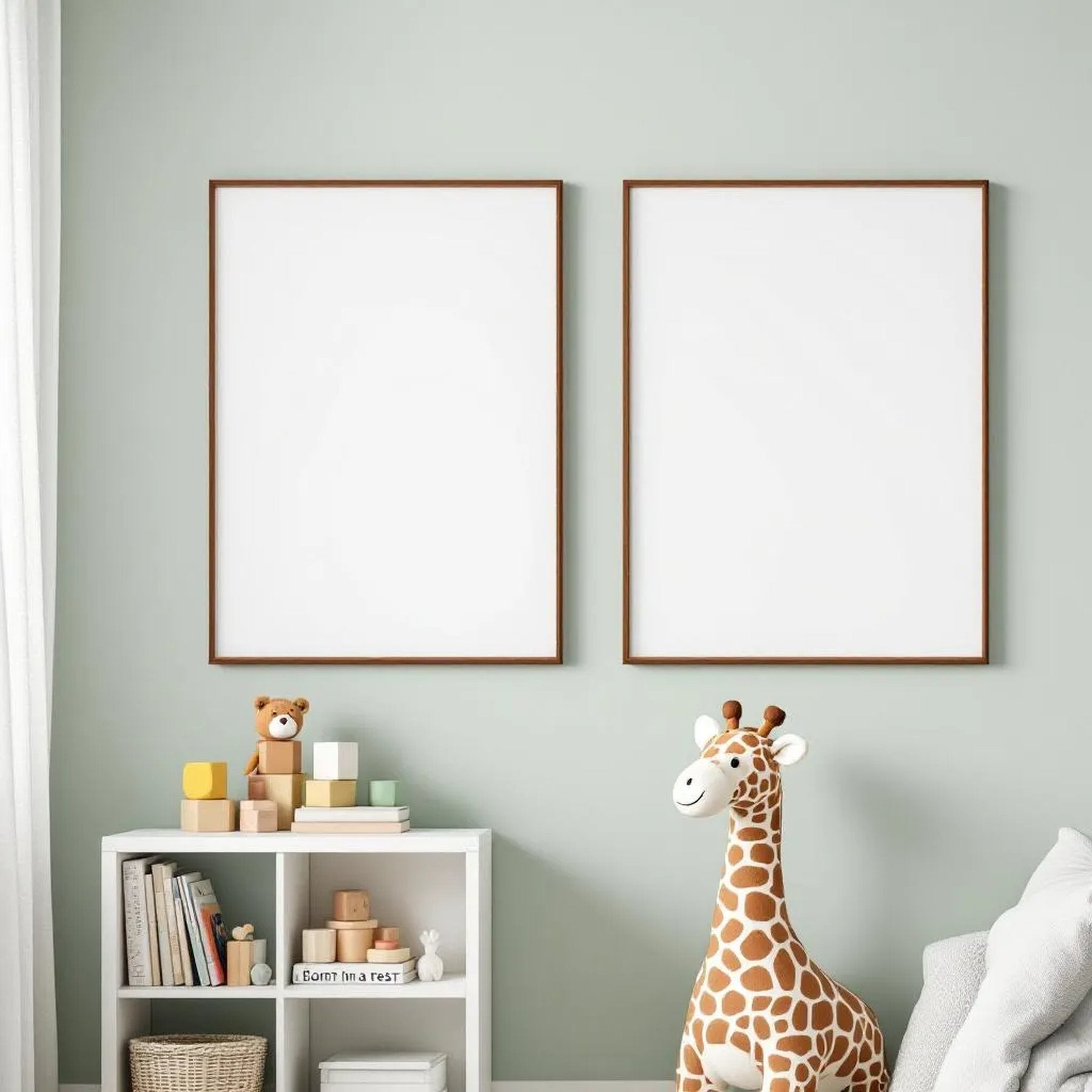 Nursery Editorial Room Mockup — Plain Square Frame Portrait 2:3 — Perspective View — #05261 | MockupBulk