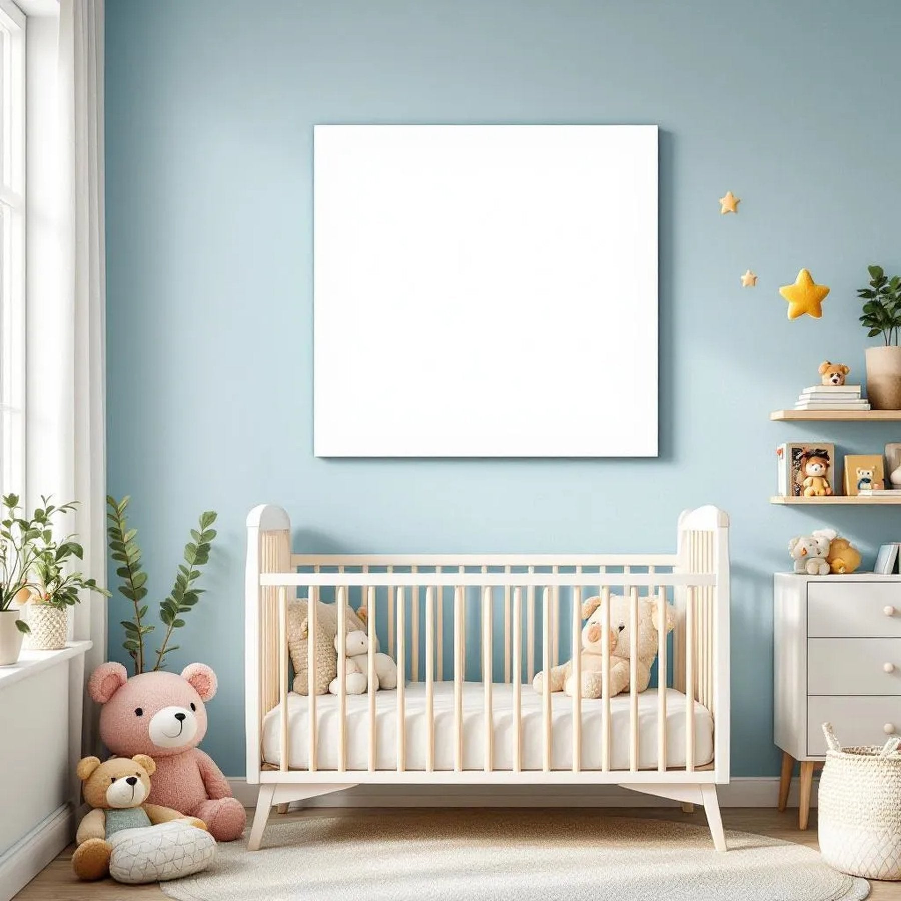 Nursery Interior Frame Mockup — Plain Square Frame Portrait 2:3 — Perspective View — #05408 | MockupBulk
