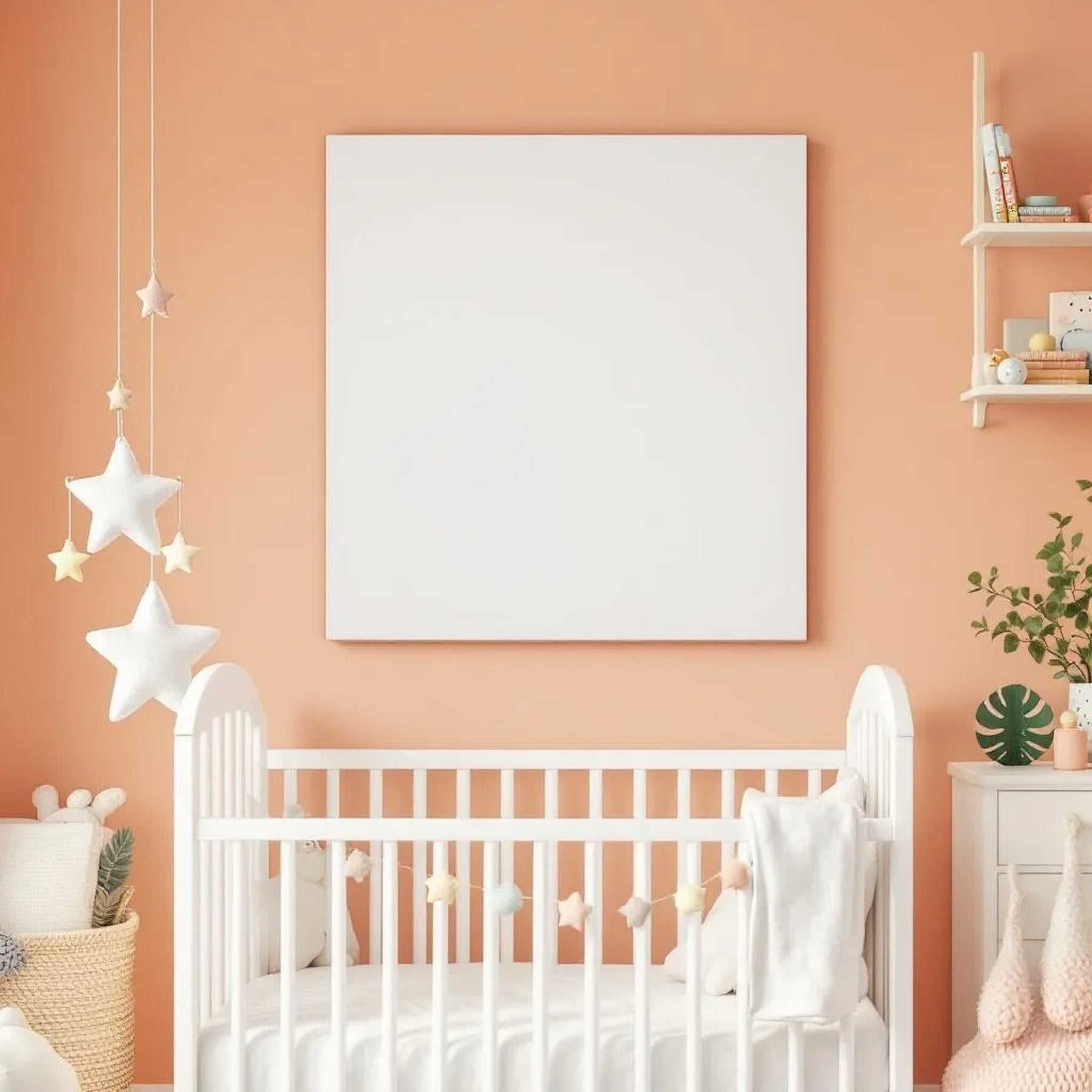 Nursery Room Scene Mockup — Plain Square Frame Portrait 2:3 — Perspective View — #05409 | MockupBulk