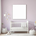 Nursery Room Scene Mockup — Plain Square Frame Portrait 2:3 — Perspective View — #05410 | MockupBulk