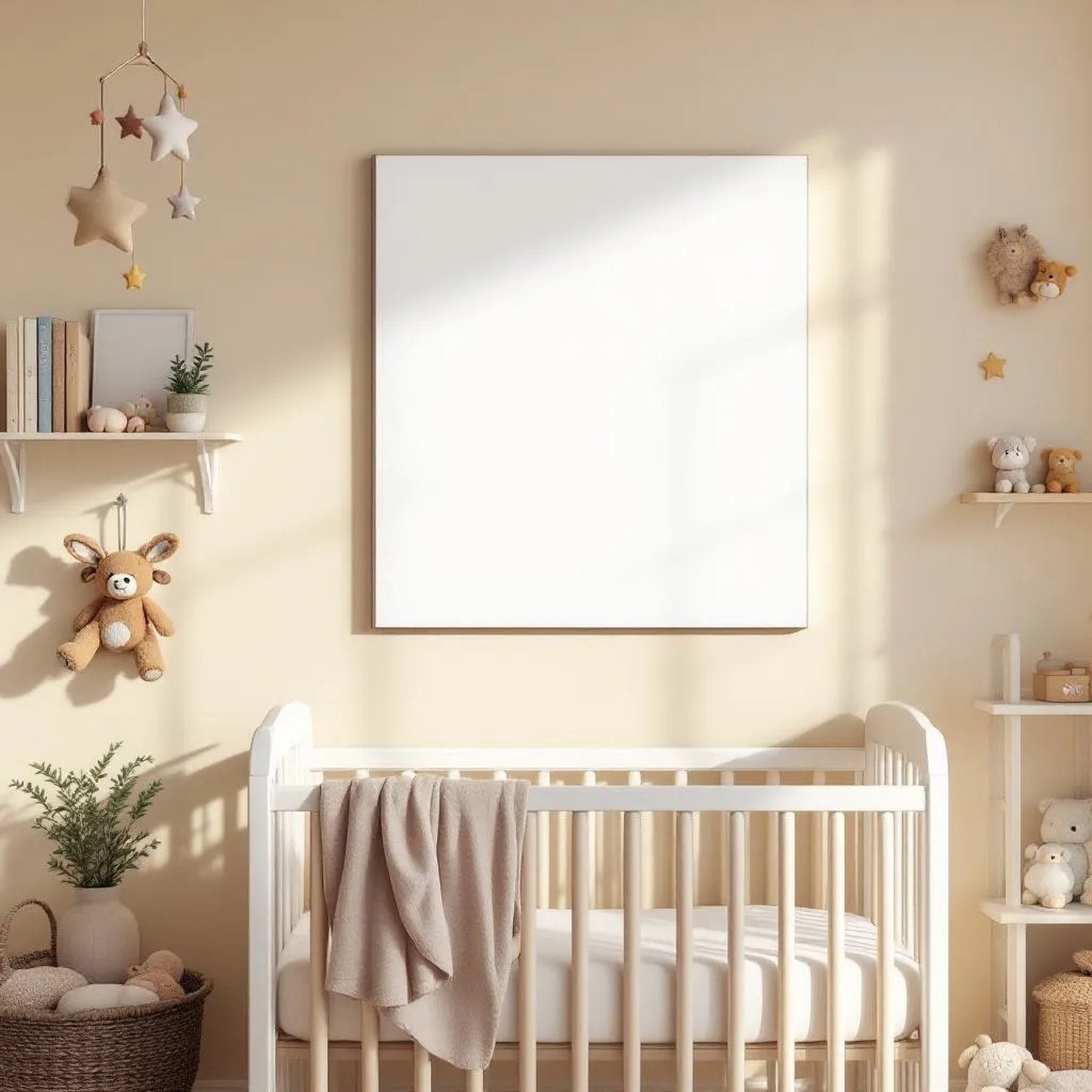 Nursery Premium Interior Mockup — Plain Square Frame Portrait 2:3 — Perspective View — #05411 | MockupBulk