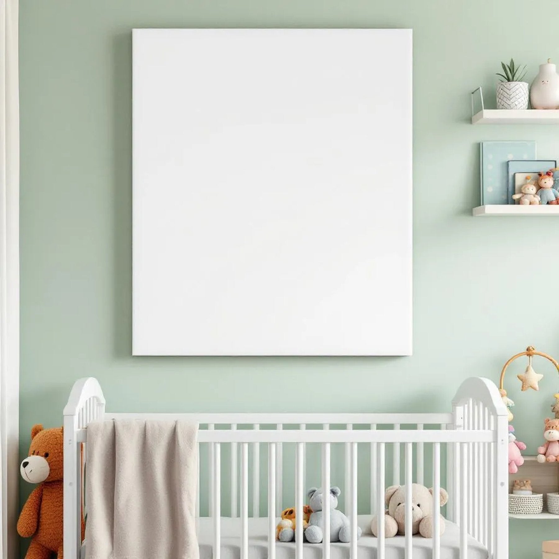 Nursery Frame Display Mockup — Plain Square Frame Portrait 2:3 — Perspective View — #05412 | MockupBulk
