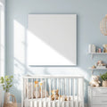 Nursery Interior Frame Mockup — Plain Square Frame Landscape 3:4 — Perspective View — #05419 | MockupBulk