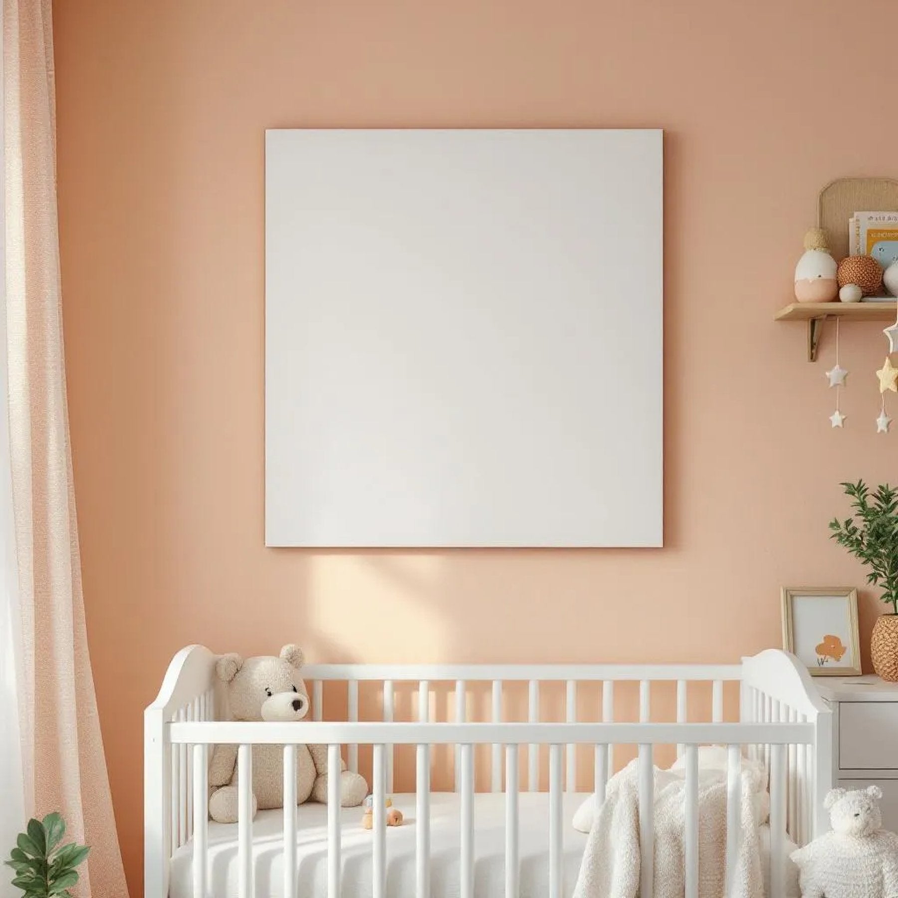Nursery Styled Room Mockup — Plain Square Frame Portrait 2:3 — Perspective View — #05420 | MockupBulk