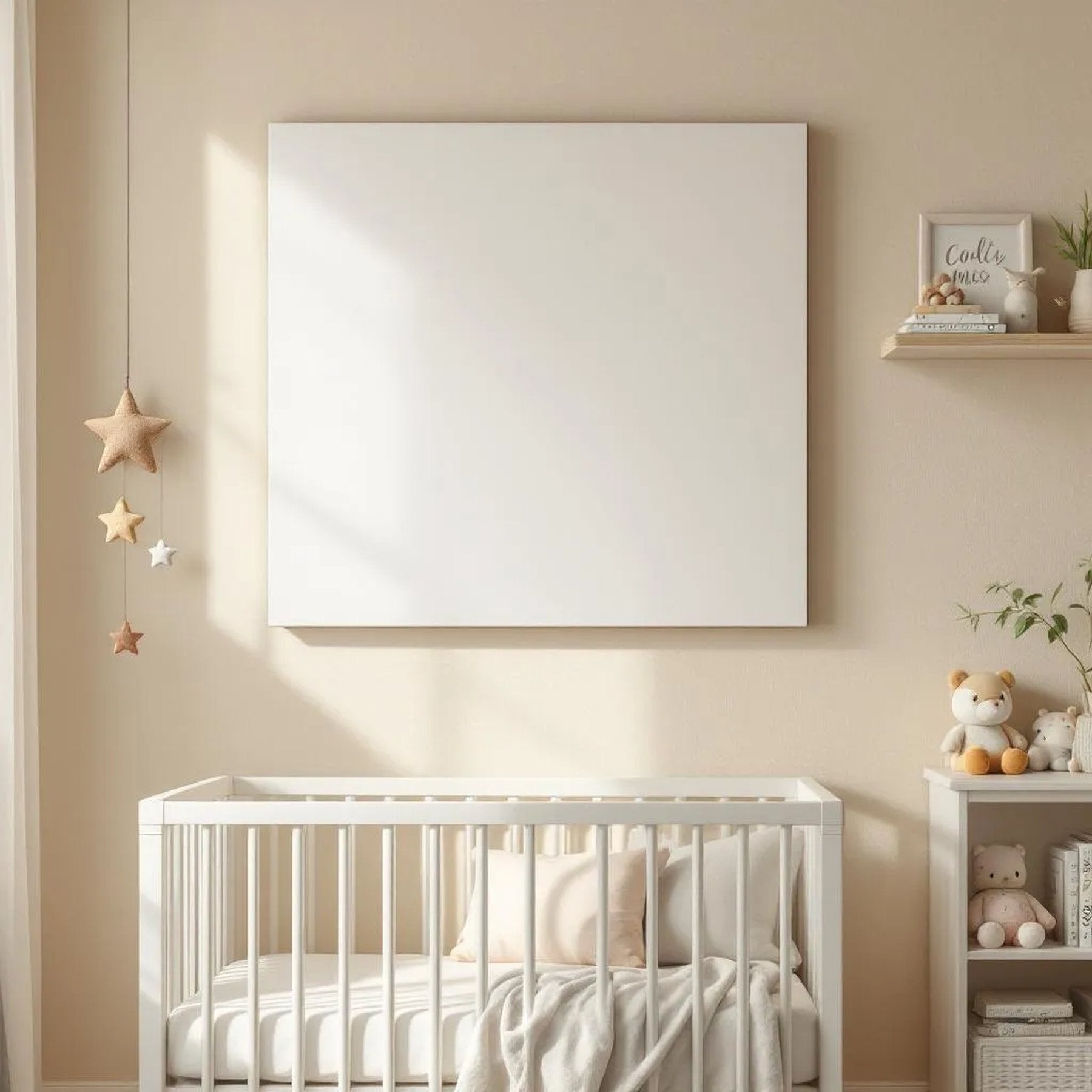 Nursery Room Scene Mockup — Plain Square Frame Portrait 2:3 — Perspective View — #05424 | MockupBulk