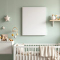 Nursery Editorial Room Mockup — Plain Square Frame Landscape 3:4 — Perspective View — #05425 | MockupBulk