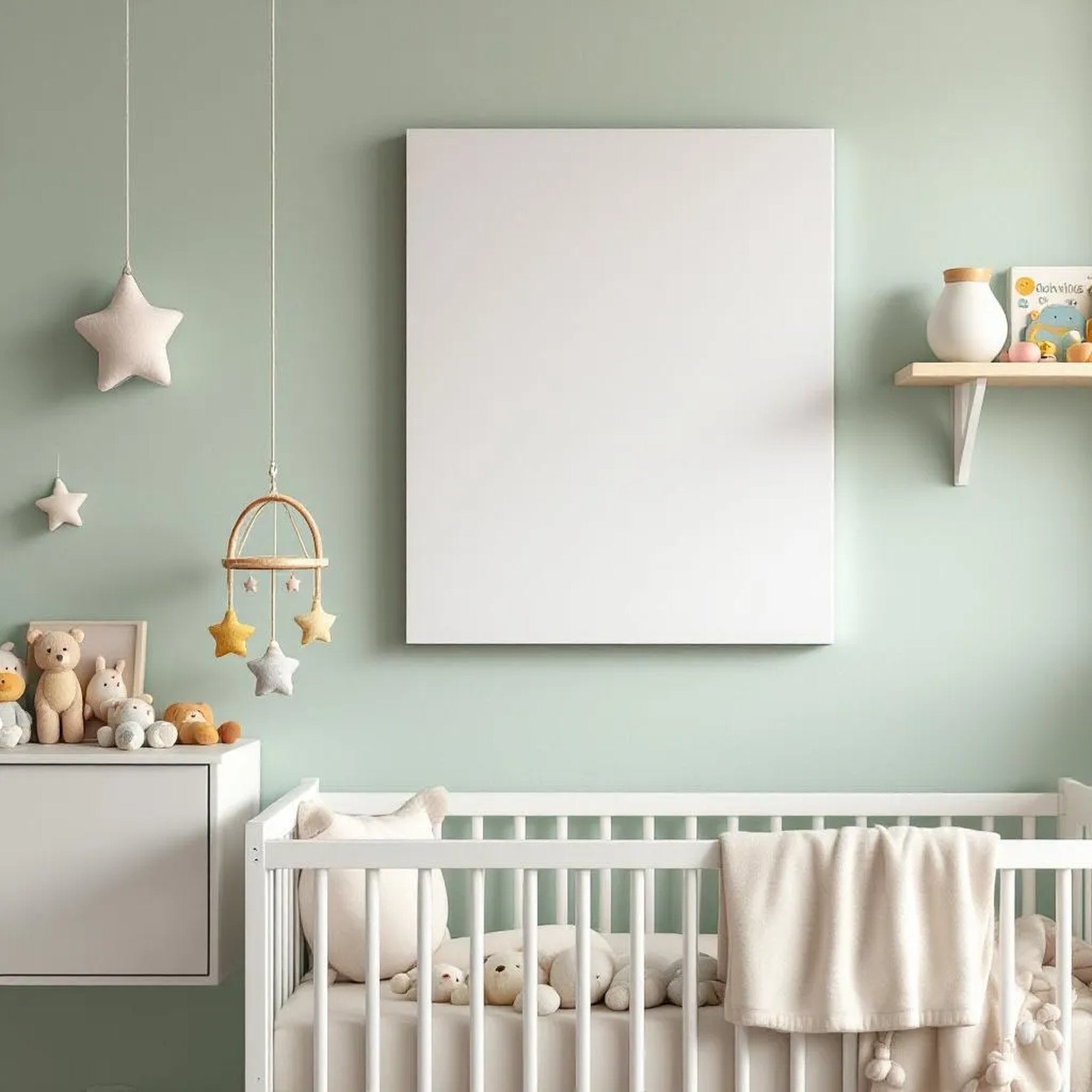 Nursery Editorial Room Mockup — Plain Square Frame Landscape 3:4 — Perspective View — #05425 | MockupBulk