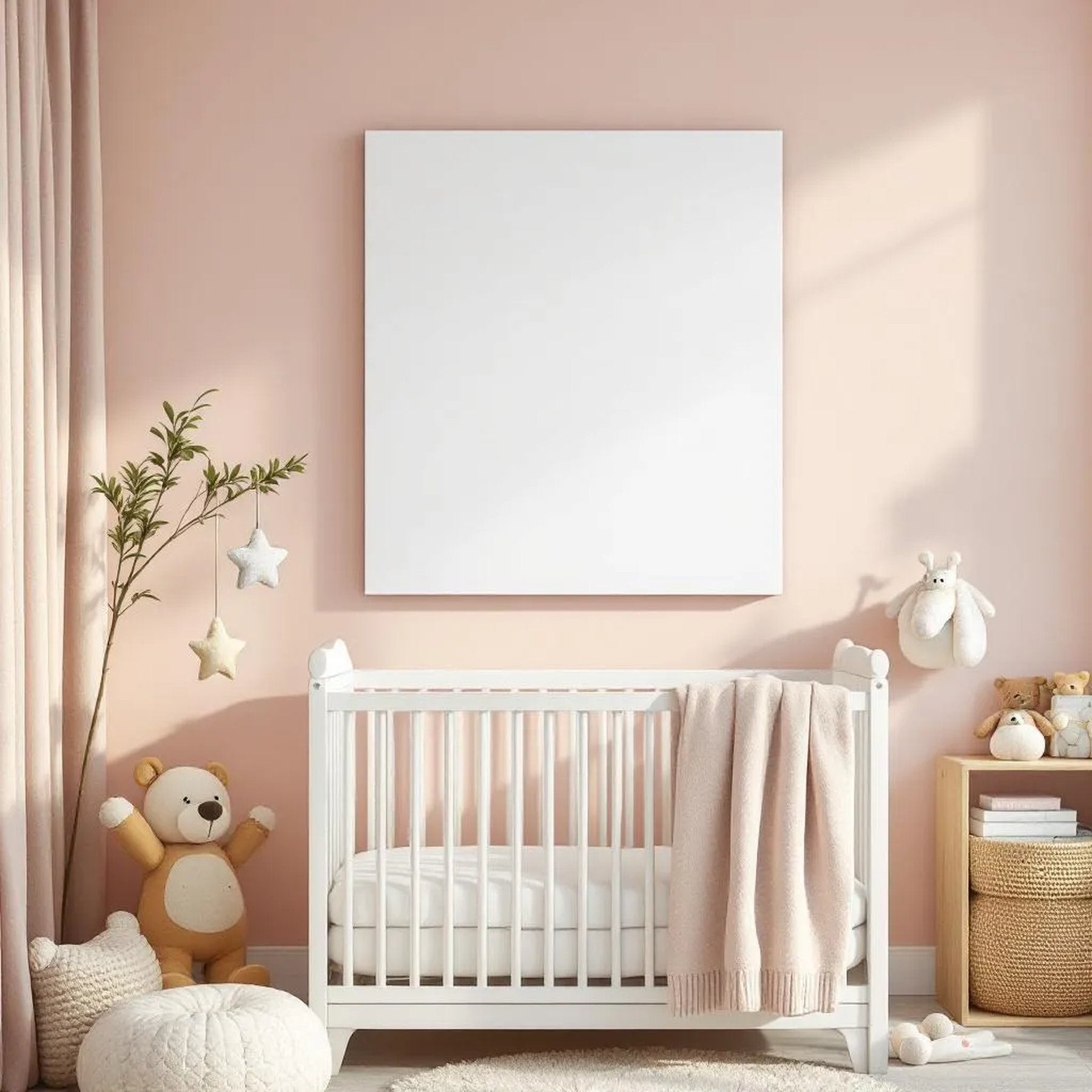 Nursery Lifestyle Frame Mockup — Plain Square Frame Portrait 2:3 — Perspective View — #05426 | MockupBulk
