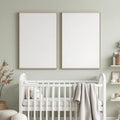Nursery Editorial Room Mockup — Plain Square Frame Portrait 2:3 — Perspective View — #05430 | MockupBulk