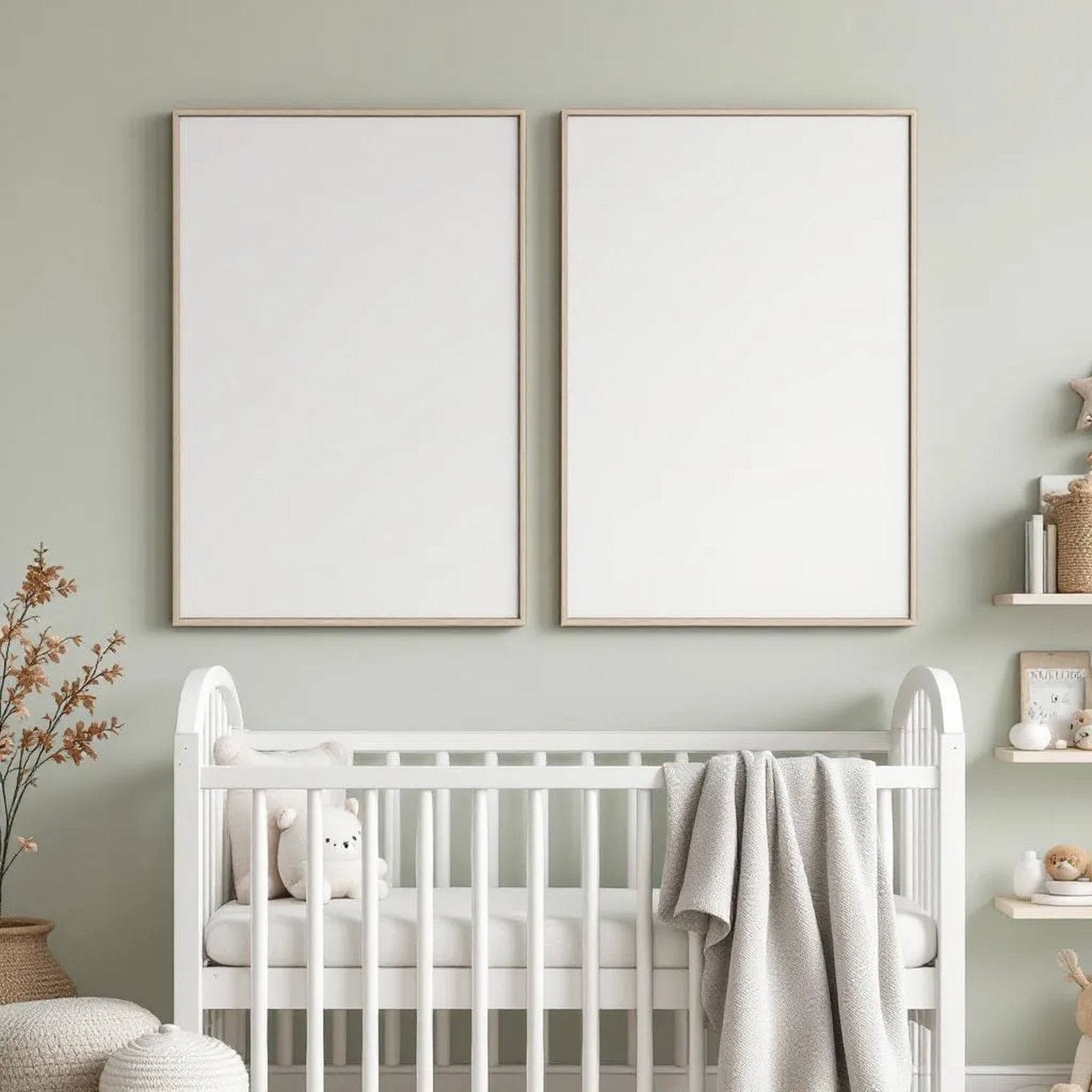 Nursery Editorial Room Mockup — Plain Square Frame Portrait 2:3 — Perspective View — #05430 | MockupBulk