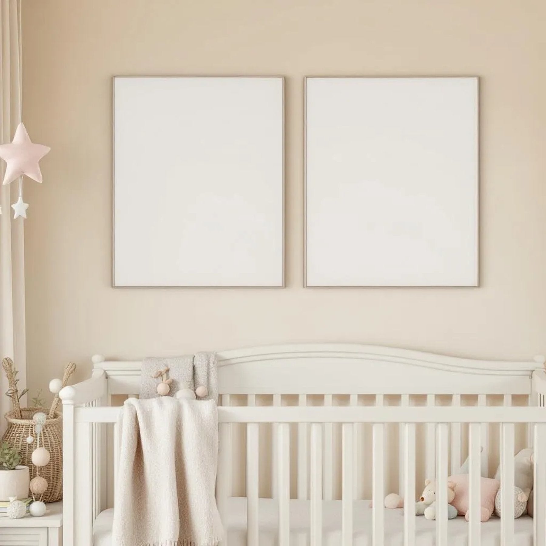 Nursery Lifestyle Frame Mockup — Plain Square Frame Portrait 2:3 — Perspective View — #05431 | MockupBulk