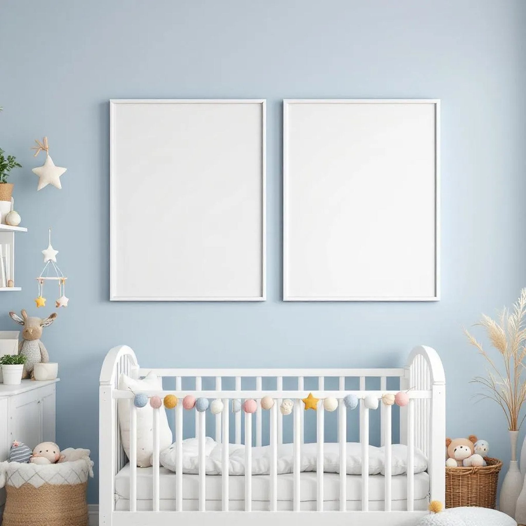 Nursery Wall Art Mockup — Plain Square Frame Portrait 2:3 — Perspective View — #05434 | MockupBulk