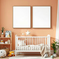 Nursery Frame Display Mockup — Plain Square Frame Portrait 2:3 — Perspective View — #05435 | MockupBulk