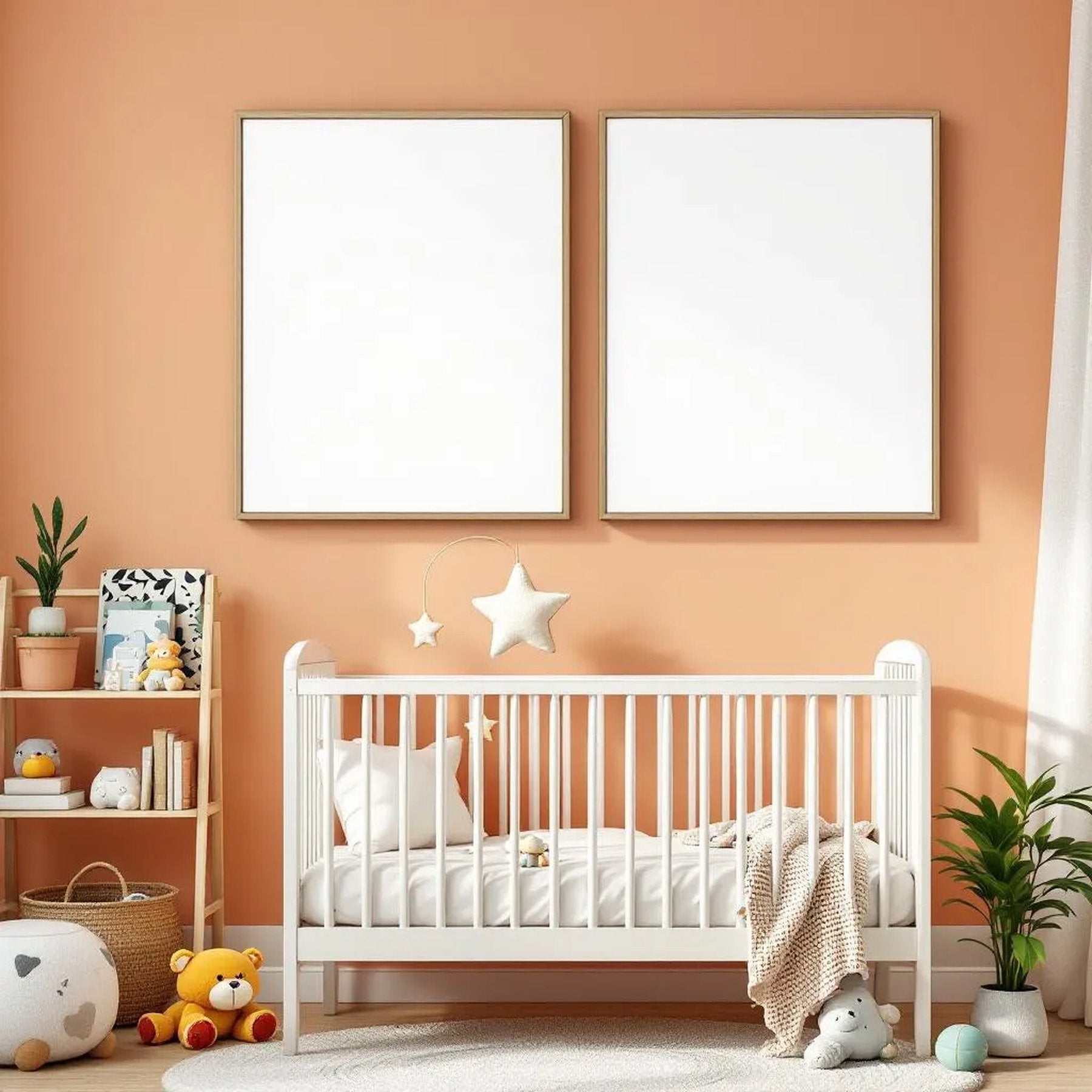Nursery Frame Display Mockup — Plain Square Frame Portrait 2:3 — Perspective View — #05435 | MockupBulk