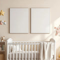 Nursery High-Res Frame Mockup — Plain Square Frame Portrait 2:3 — Perspective View — #05437 | MockupBulk