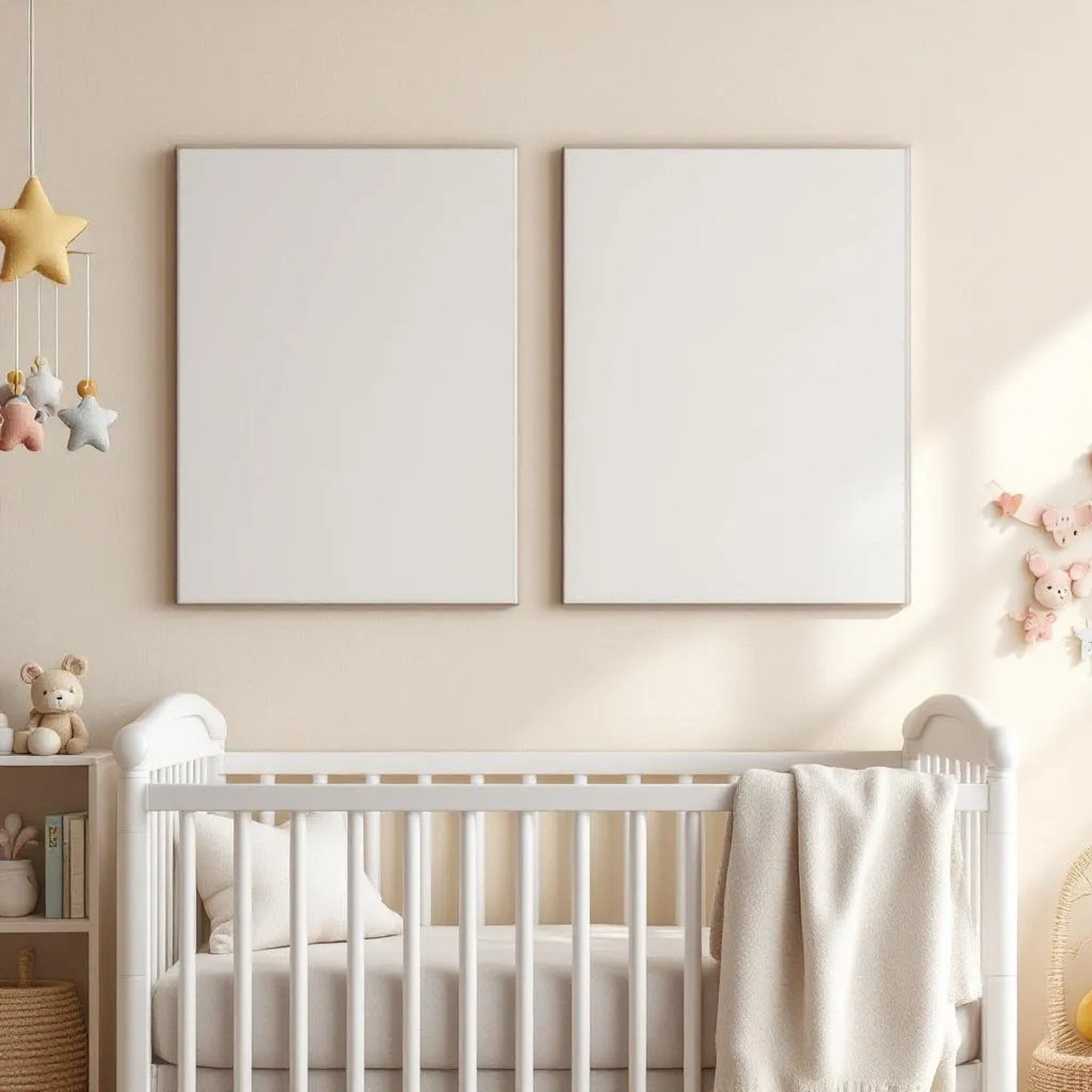 Nursery High-Res Frame Mockup — Plain Square Frame Portrait 2:3 — Perspective View — #05437 | MockupBulk