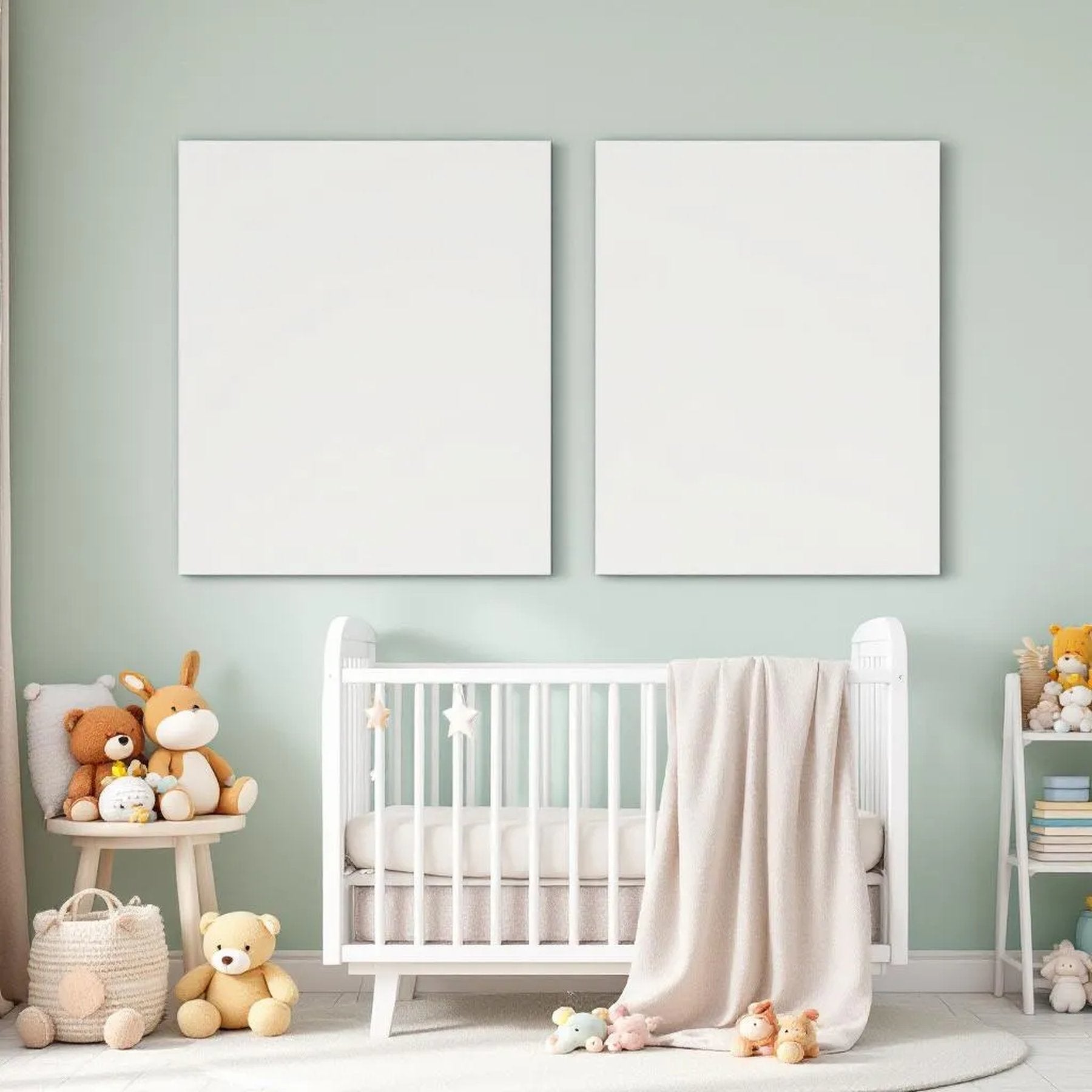 Nursery High-Res Frame Mockup — Plain Square Frame Portrait 4:5 — Perspective View — #05438 | MockupBulk