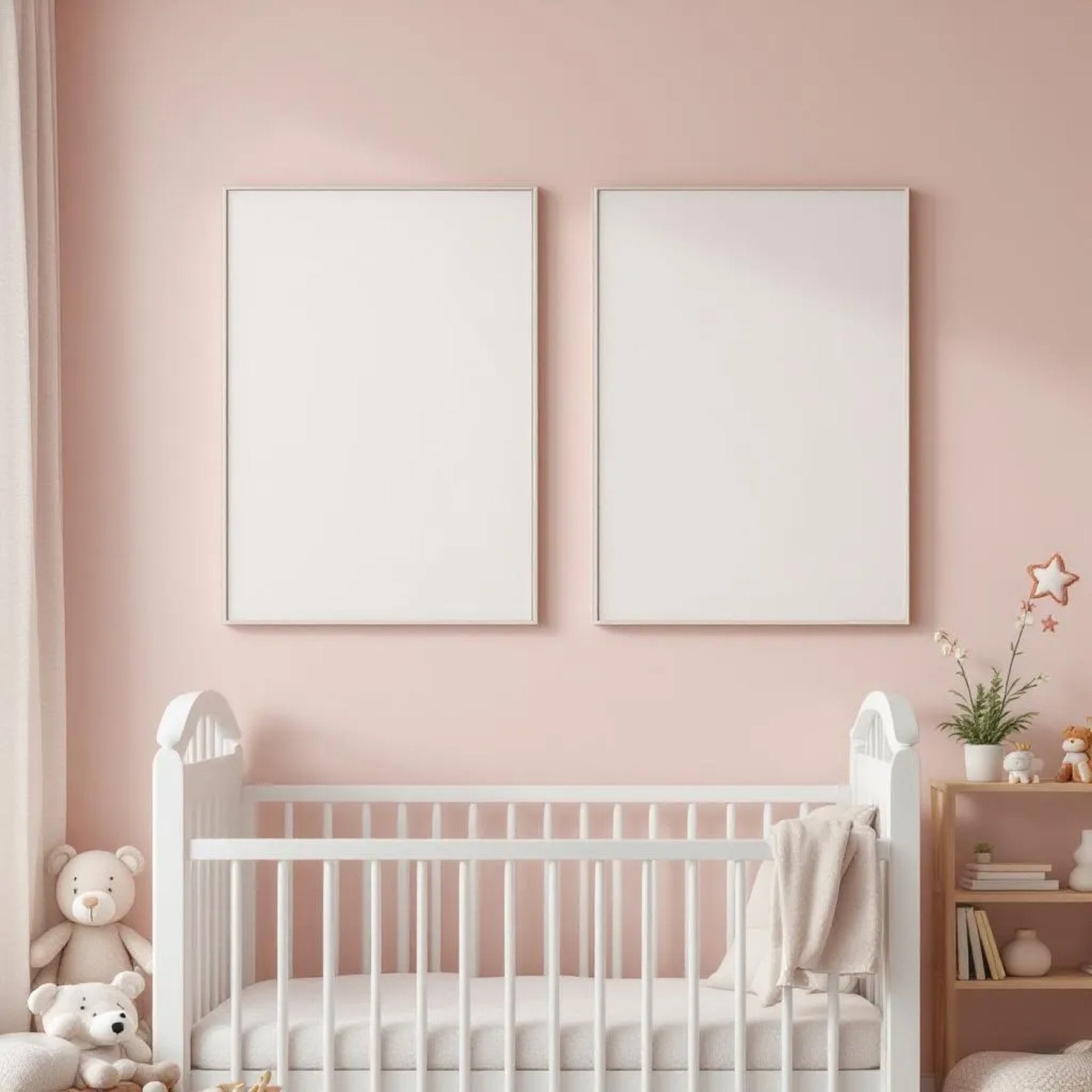 Nursery Frame Display Mockup — Plain Square Frame Portrait 2:3 — Perspective View — #05439 | MockupBulk