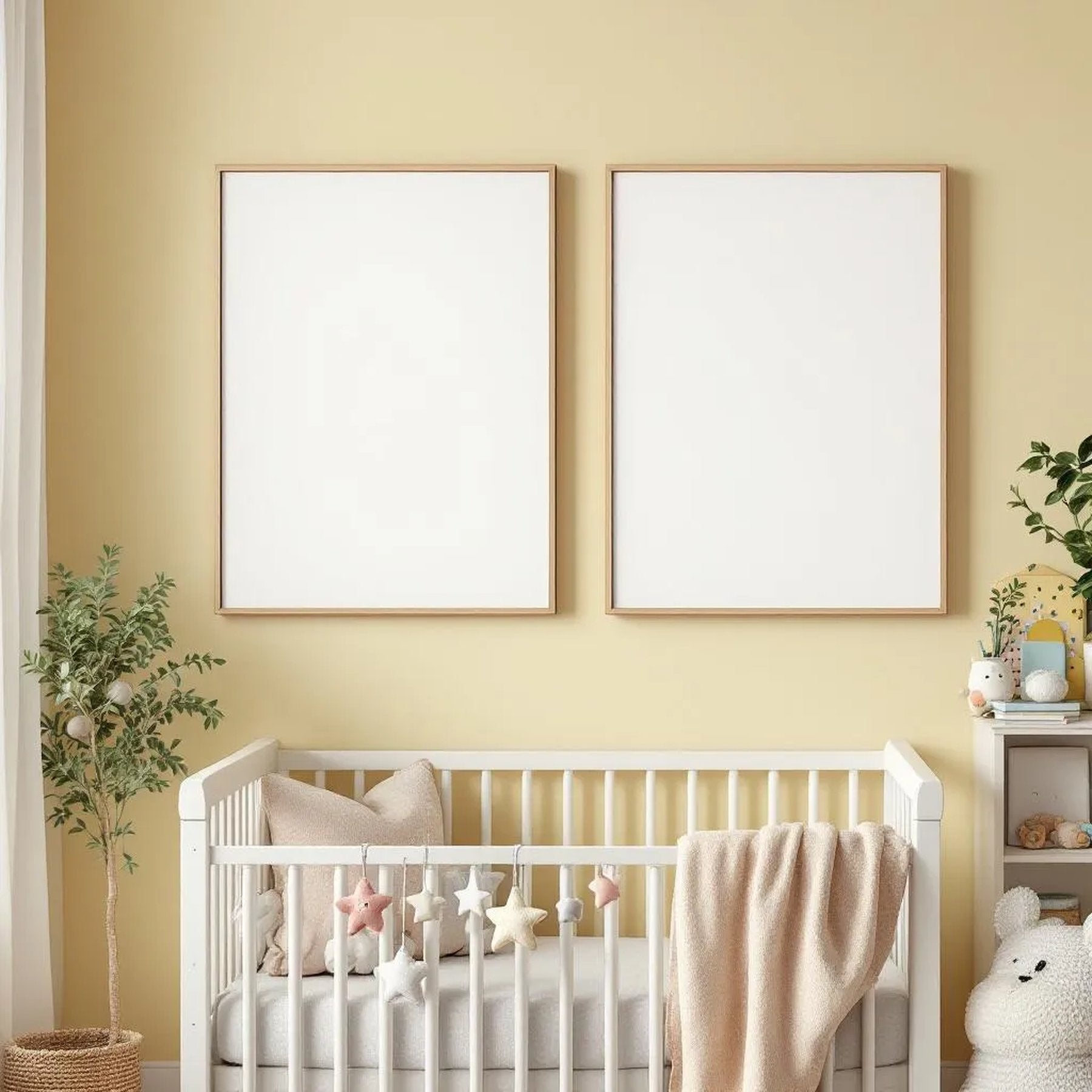 Nursery Frame Display Mockup — Plain Square Frame Portrait 2:3 — Perspective View — #05440 | MockupBulk