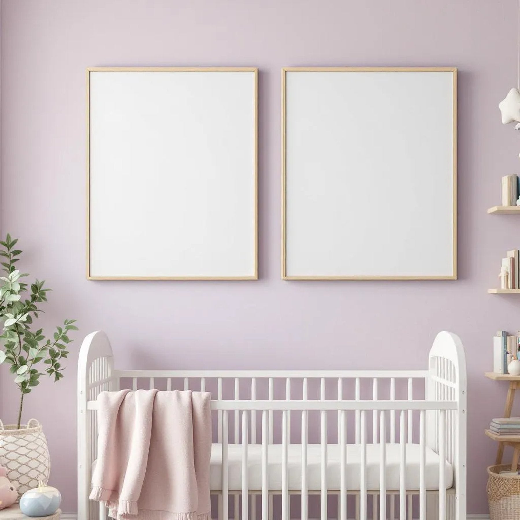 Nursery Premium Interior Mockup — Plain Square Frame Portrait 2:3 — Perspective View — #05441 | MockupBulk