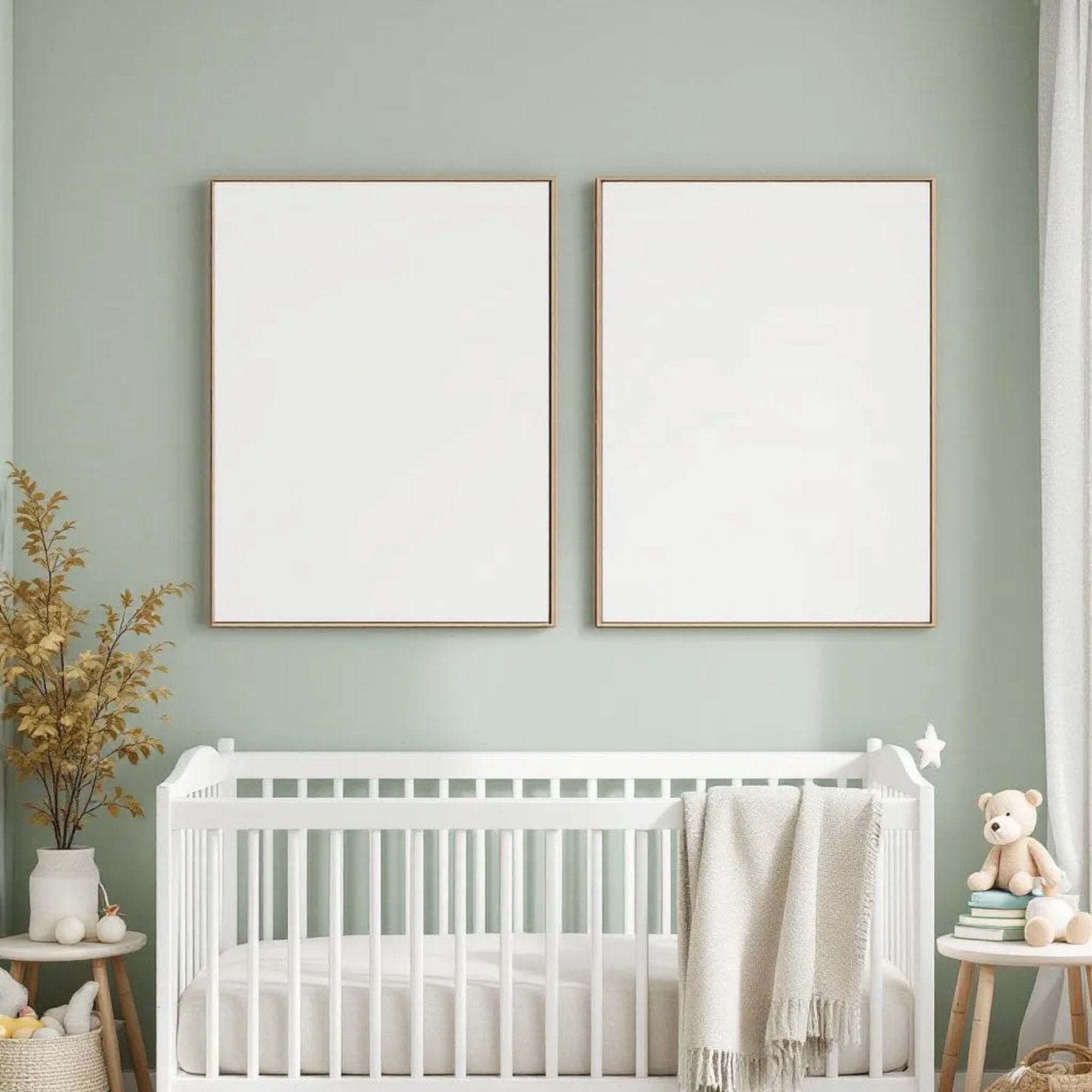Nursery High-Res Frame Mockup — Plain Square Frame Portrait 2:3 — Perspective View — #05443 | MockupBulk