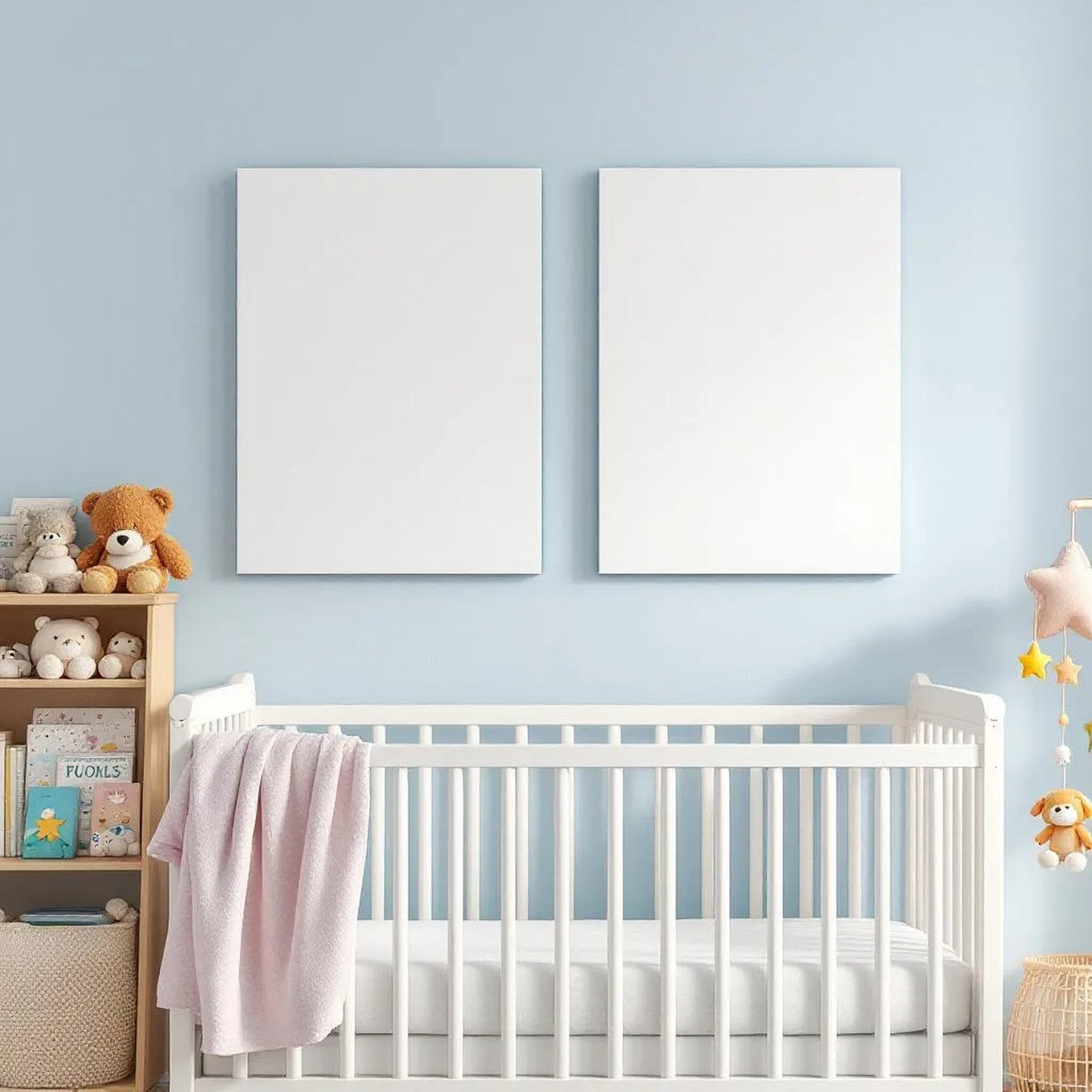 Nursery Premium Interior Mockup — Plain Square Frame Portrait 2:3 — Perspective View — #05447 | MockupBulk