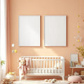 Nursery Editorial Room Mockup — Plain Square Frame Portrait 2:3 — Perspective View — #05448 | MockupBulk