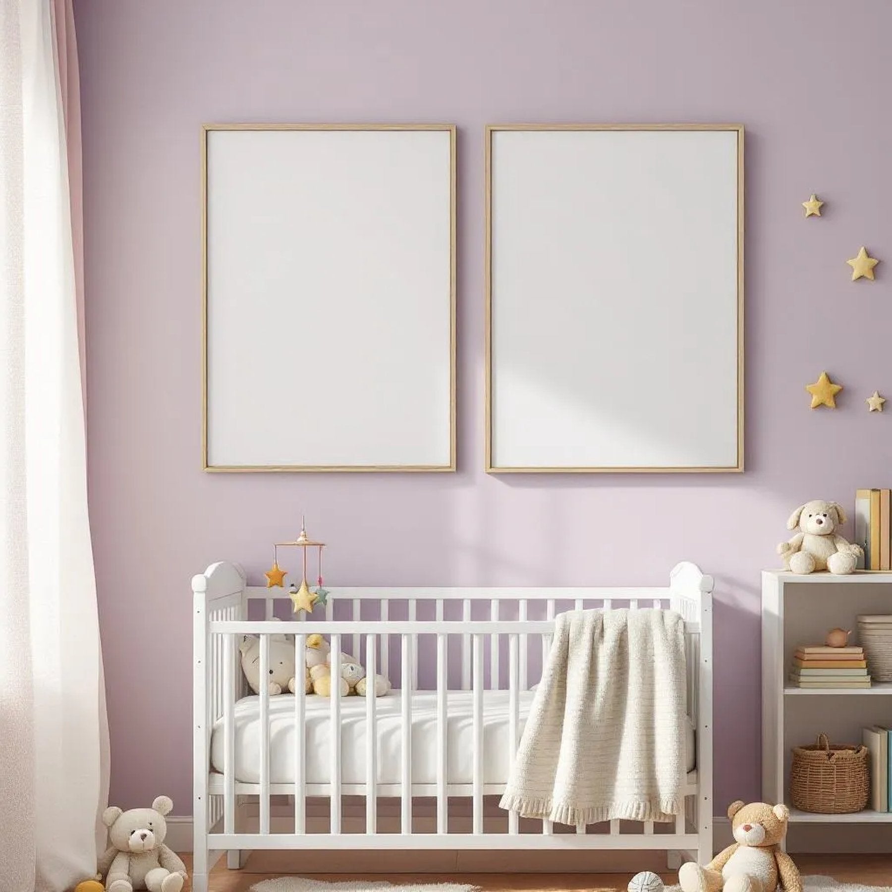 Nursery Frame Display Mockup — Plain Square Frame Portrait 2:3 — Perspective View — #05449 | MockupBulk