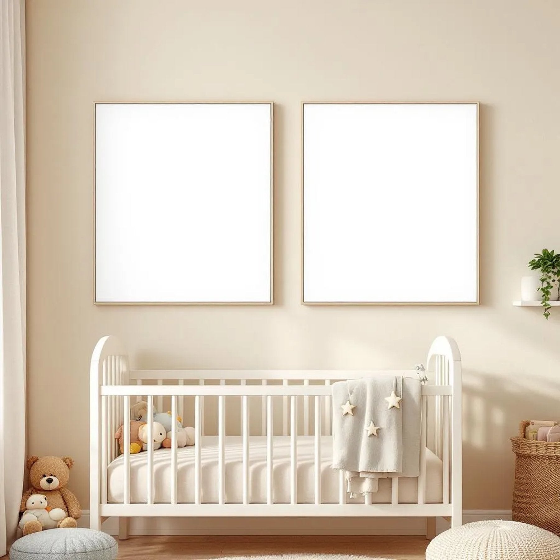 Nursery Wall Art Mockup — Plain Square Frame Square 1:1 — Perspective View — #05450 | MockupBulk