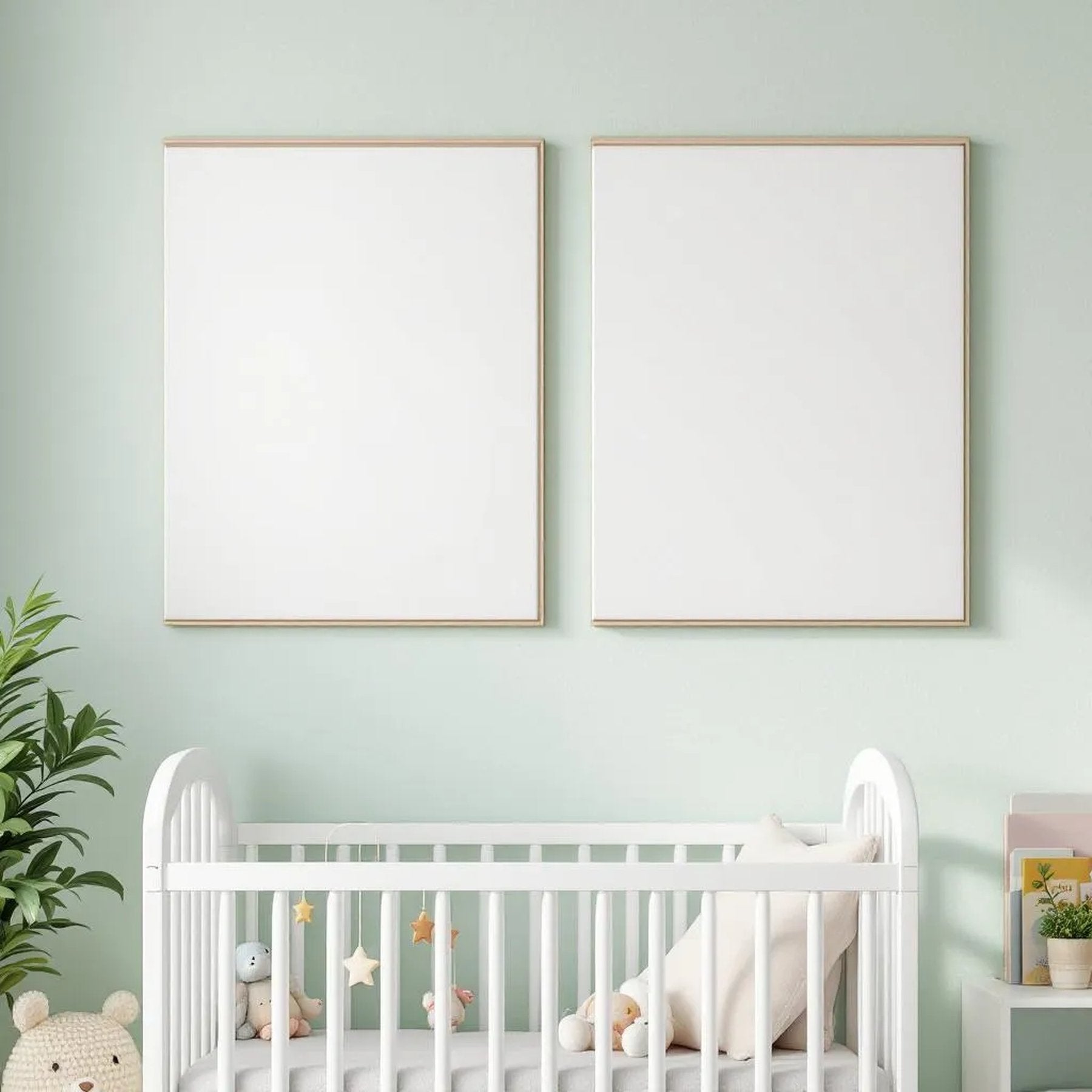 Nursery High-Res Frame Mockup — Plain Square Frame Square 1:1 — Perspective View — #05451 | MockupBulk