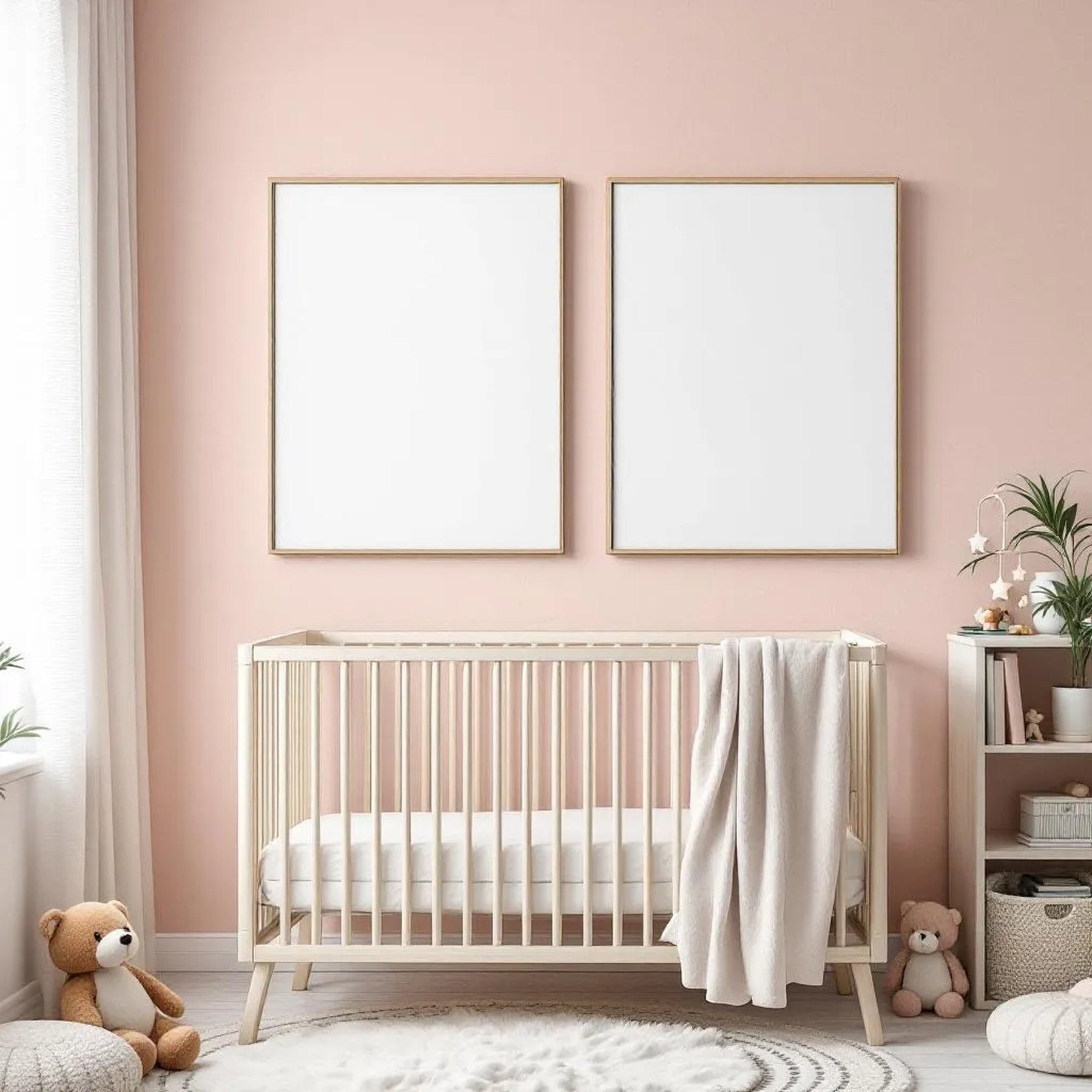 Nursery Lifestyle Frame Mockup — Plain Square Frame Portrait 2:3 — Perspective View — #05452 | MockupBulk