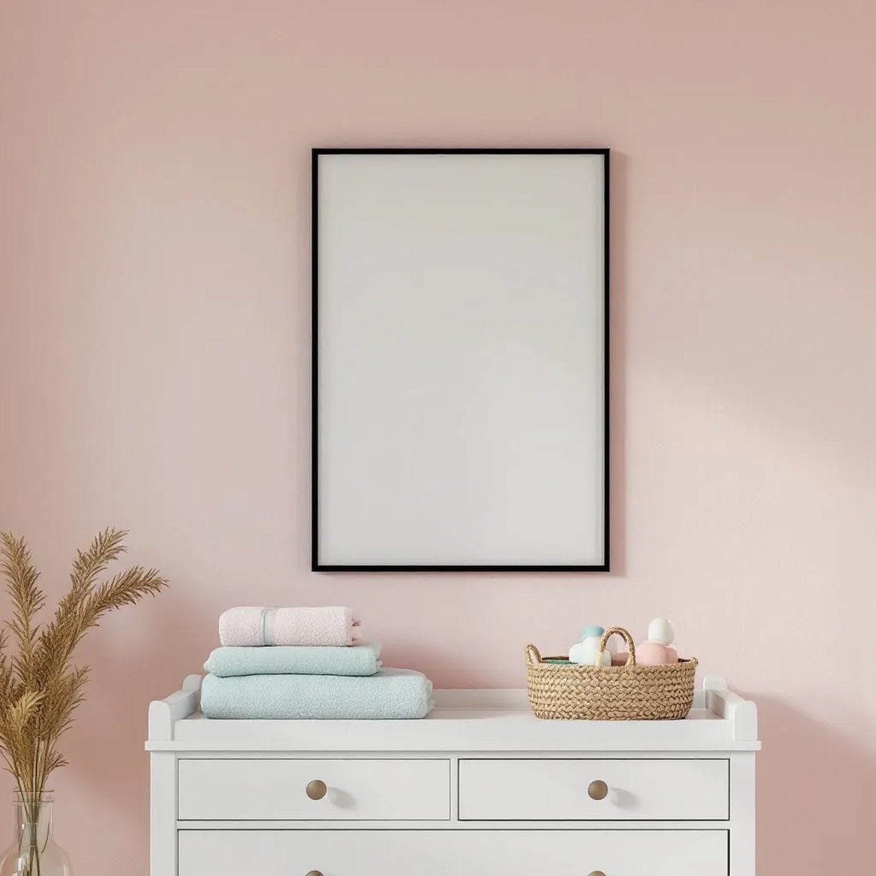 Nursery Styled Room Mockup — Plain Square Frame Portrait 2:3 — Perspective View — #05166 | MockupBulk