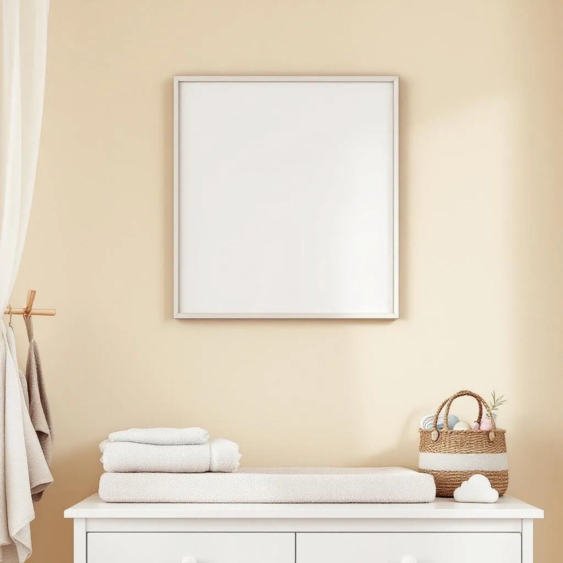 Nursery Lifestyle Frame Mockup — Plain Square Frame Portrait 4:5 — Perspective View — #05171 | MockupBulk