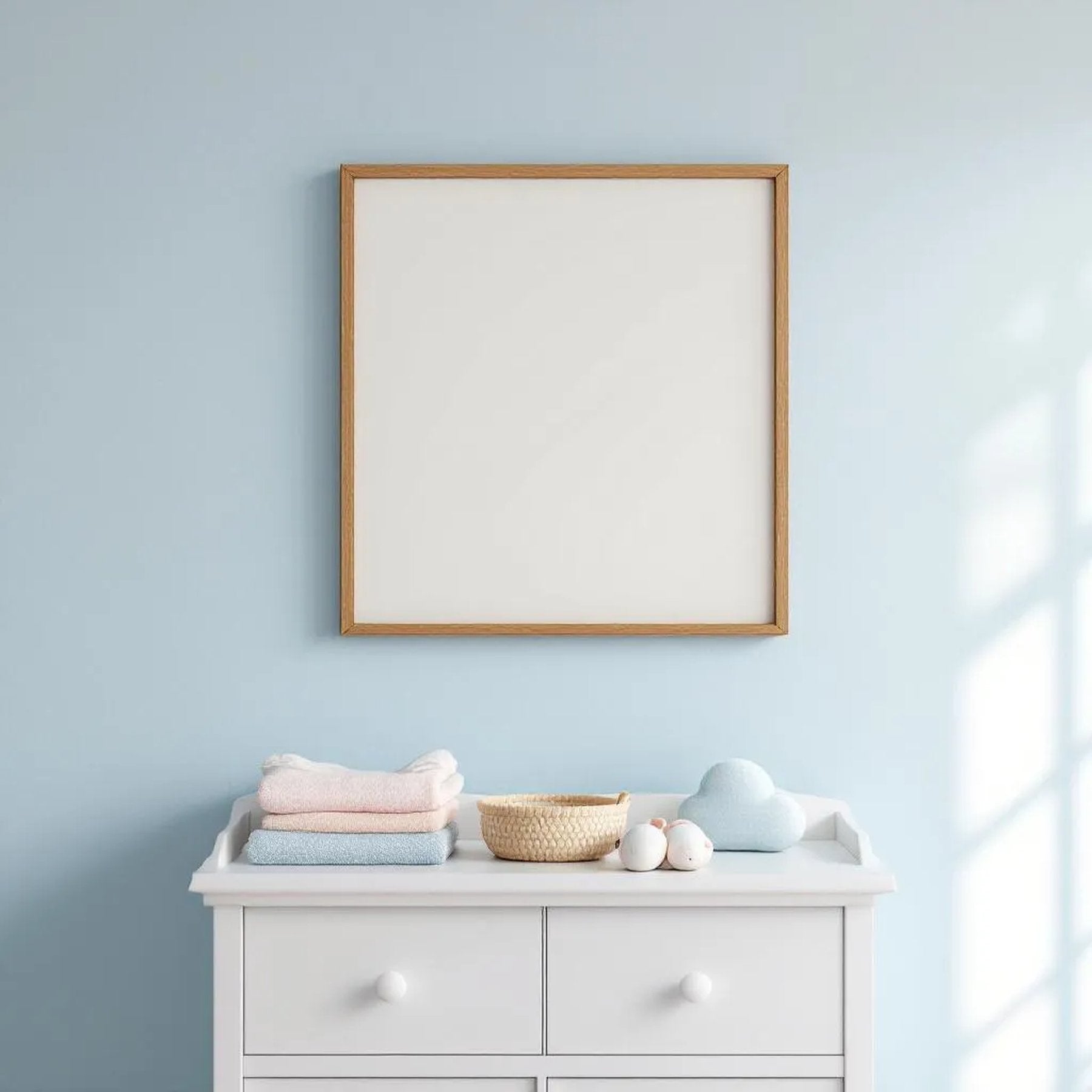 Nursery Editorial Room Mockup — Plain Square Frame Landscape 3:4 — Perspective View — #05174 | MockupBulk