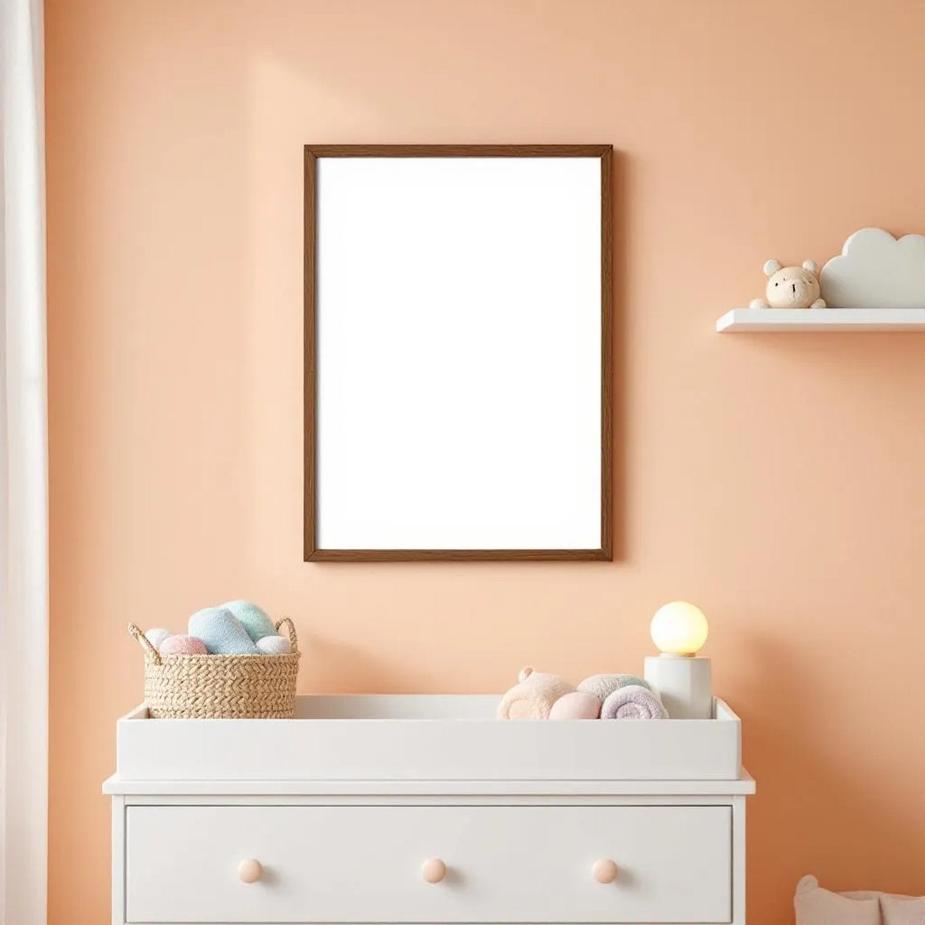 Nursery Wall Art Mockup — Plain Square Frame Portrait 2:3 — Perspective View — #05175 | MockupBulk