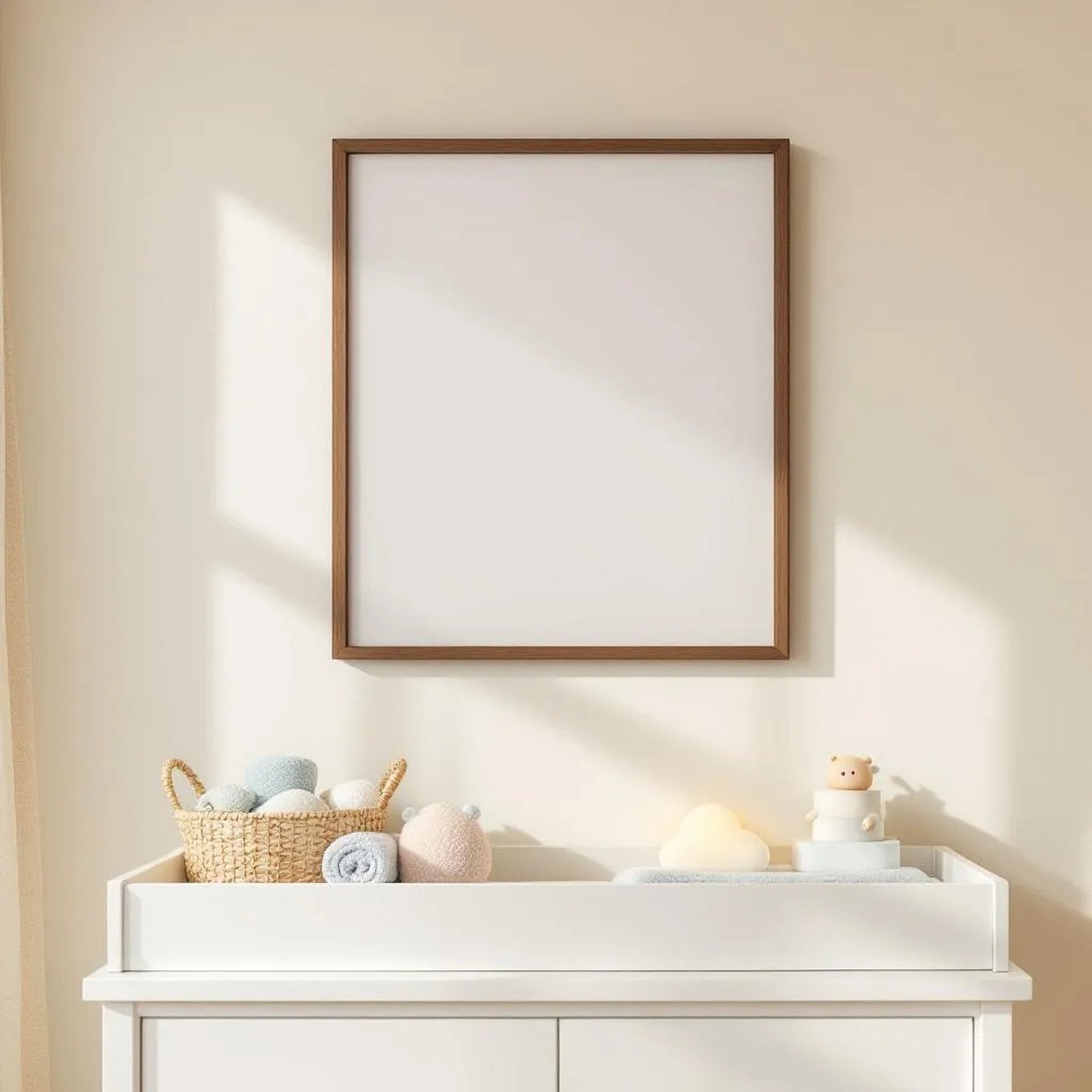 Nursery Frame Display Mockup — Plain Square Frame Landscape 11x14 — Perspective View — #05177 | MockupBulk
