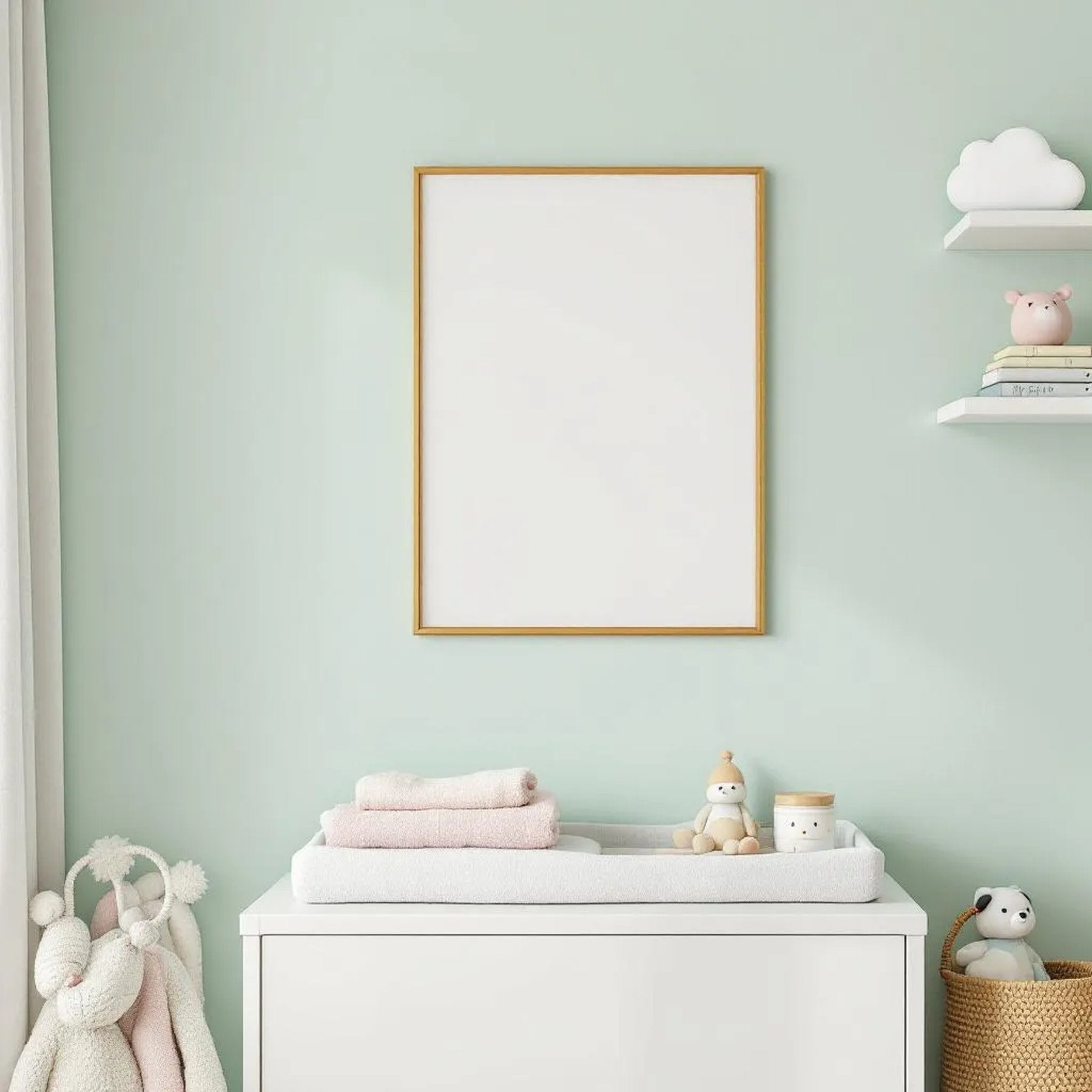 Nursery Wall Art Mockup — Plain Square Frame A-Series (A4 / A3) — Perspective View — #05178 | MockupBulk