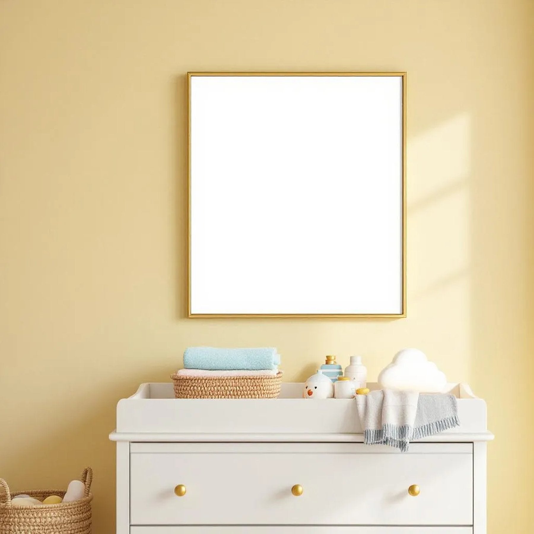 Nursery Lifestyle Frame Mockup — Plain Square Frame Portrait 2:3 — Perspective View — #05180 | MockupBulk