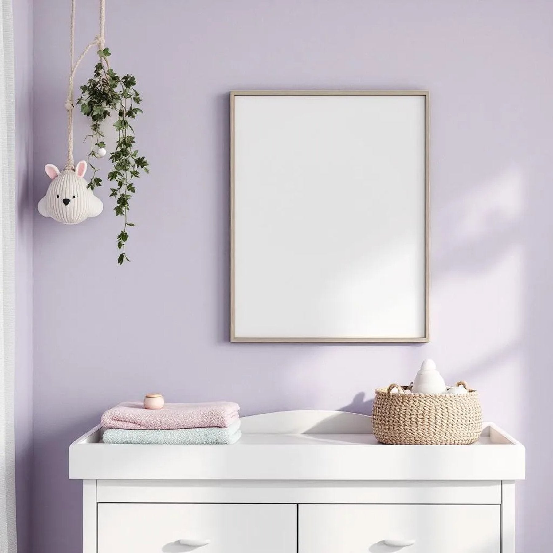 Nursery Room Scene Mockup — Plain Square Frame Square 1:1 — Perspective View — #05181 | MockupBulk