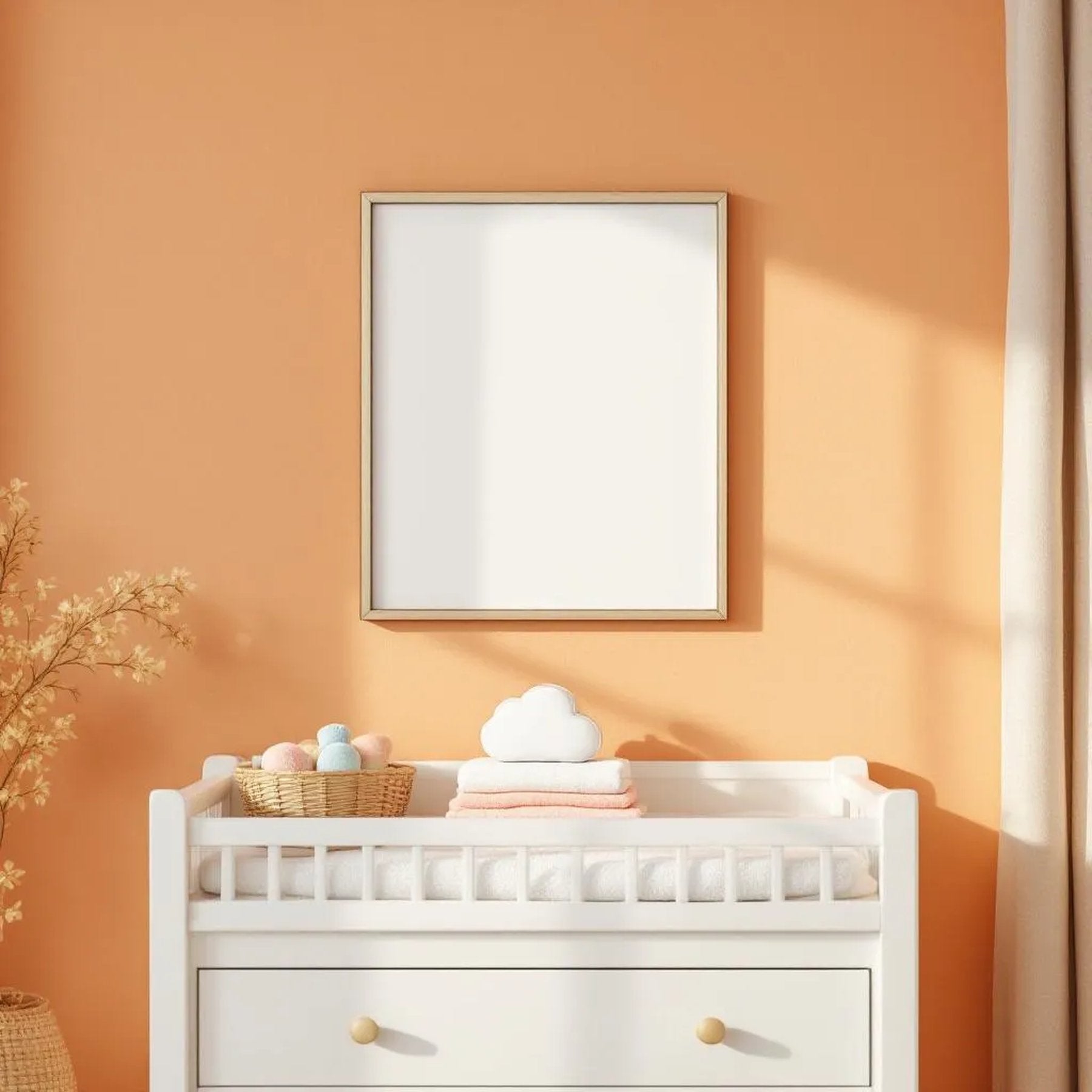 Nursery High-Res Frame Mockup — Plain Square Frame Portrait 2:3 — Perspective View — #05182 | MockupBulk