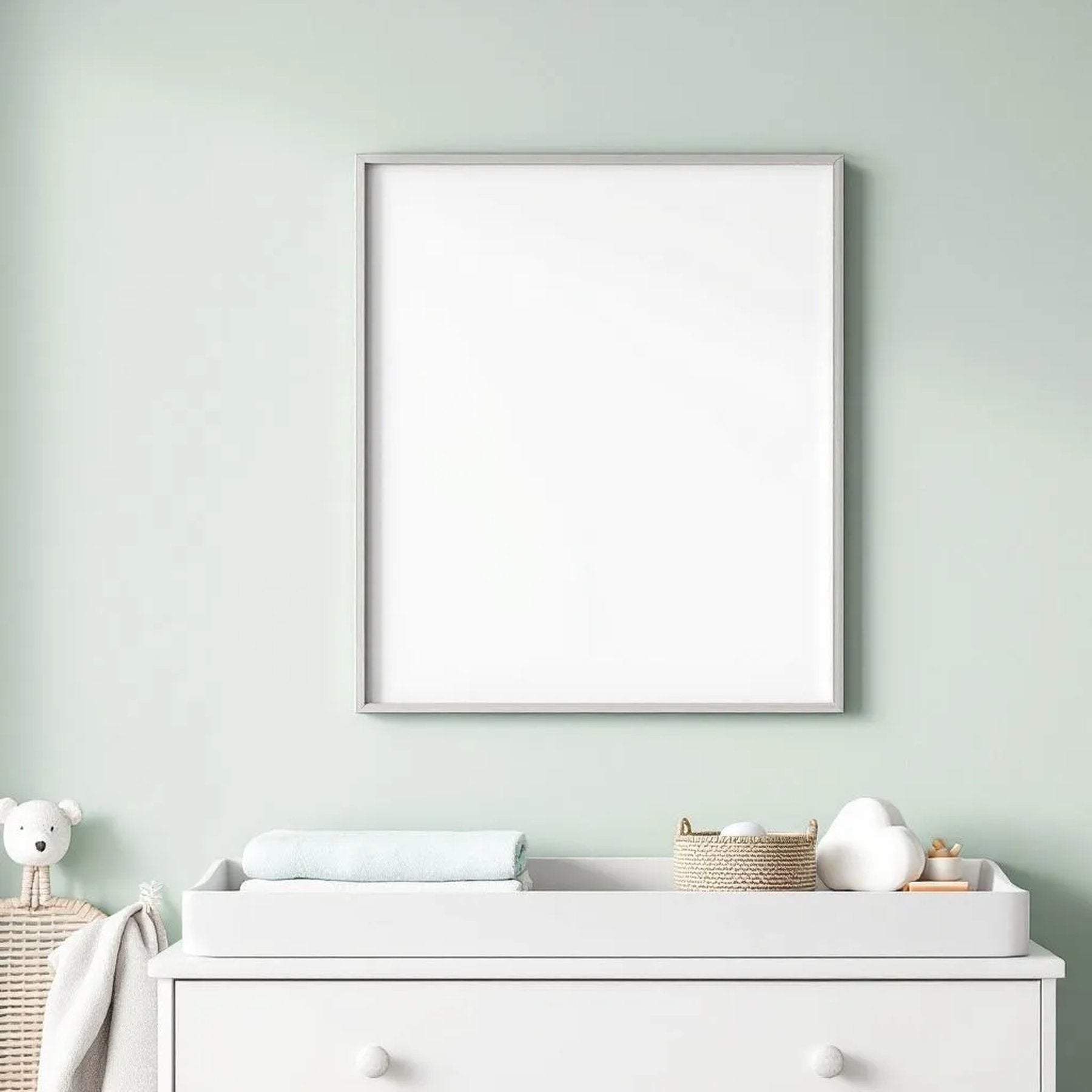 Nursery Lifestyle Frame Mockup — Plain Square Frame Square 1:1 — Perspective View — #05183 | MockupBulk