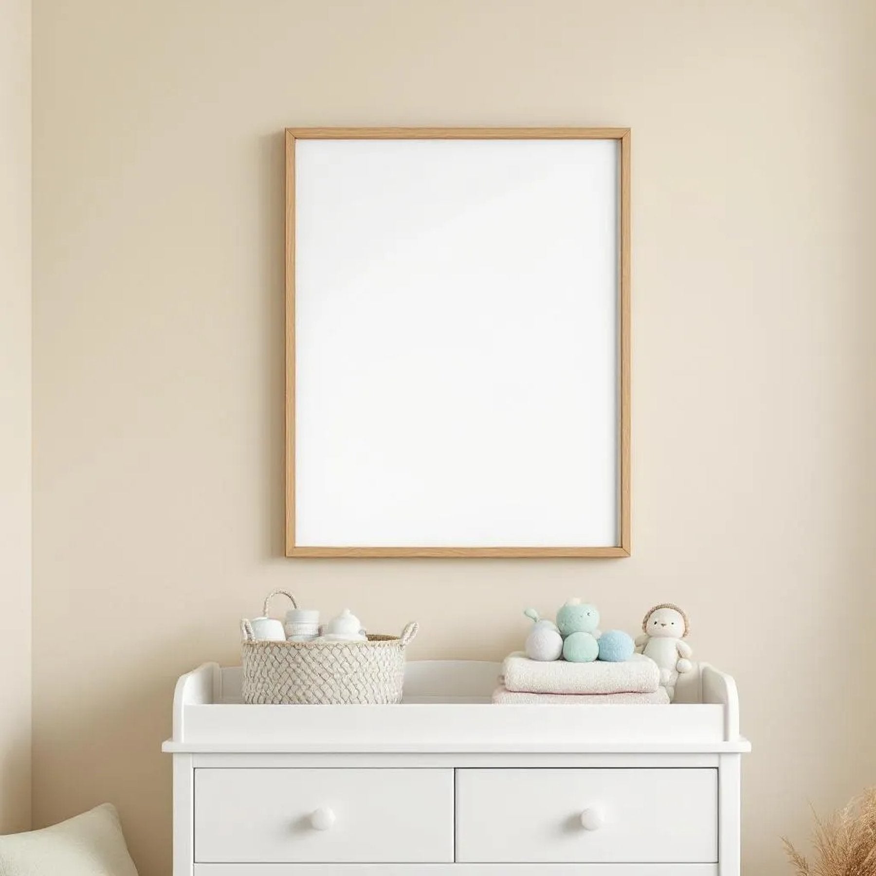 Nursery Professional Frame Mockup — Plain Square Frame Landscape 11x14 — Perspective View — #05184 | MockupBulk
