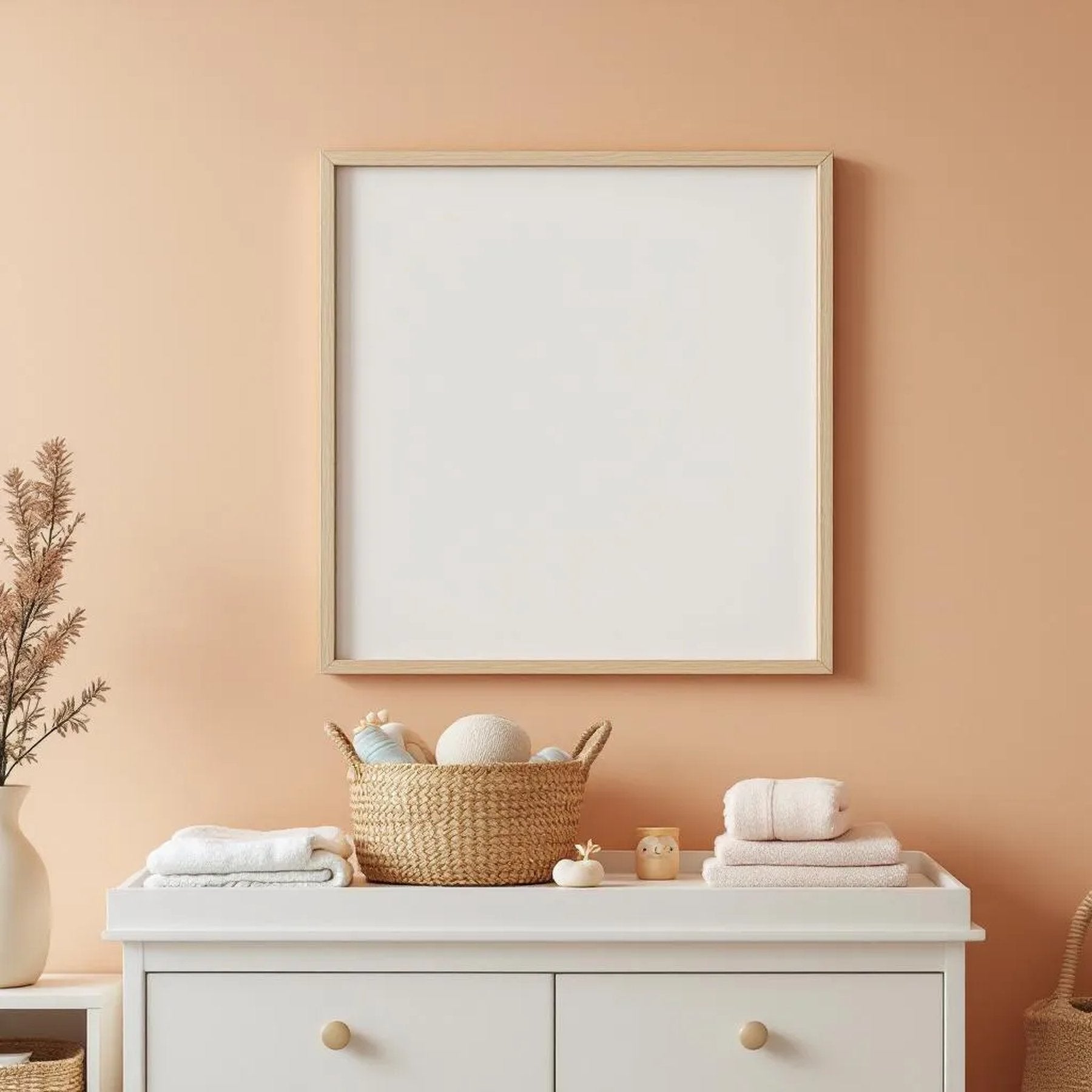 Nursery Premium Interior Mockup — Plain Square Frame Portrait 2:3 — Perspective View — #05186 | MockupBulk