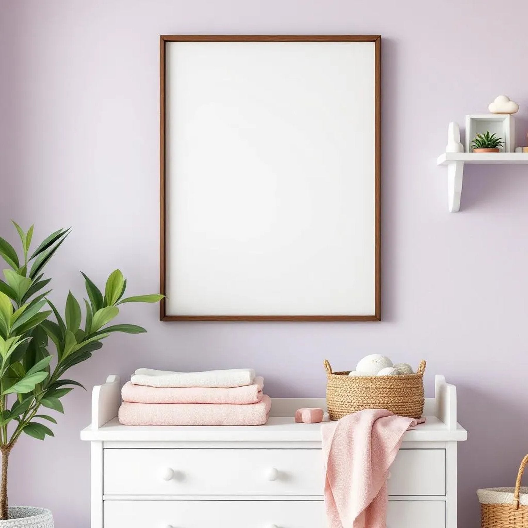 Nursery Editorial Room Mockup — Plain Square Frame Portrait 2:3 — Perspective View — #05189 | MockupBulk