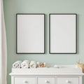 Nursery Interior Frame Mockup — Plain Square Frame Portrait 2:3 — Perspective View — #05191 | MockupBulk