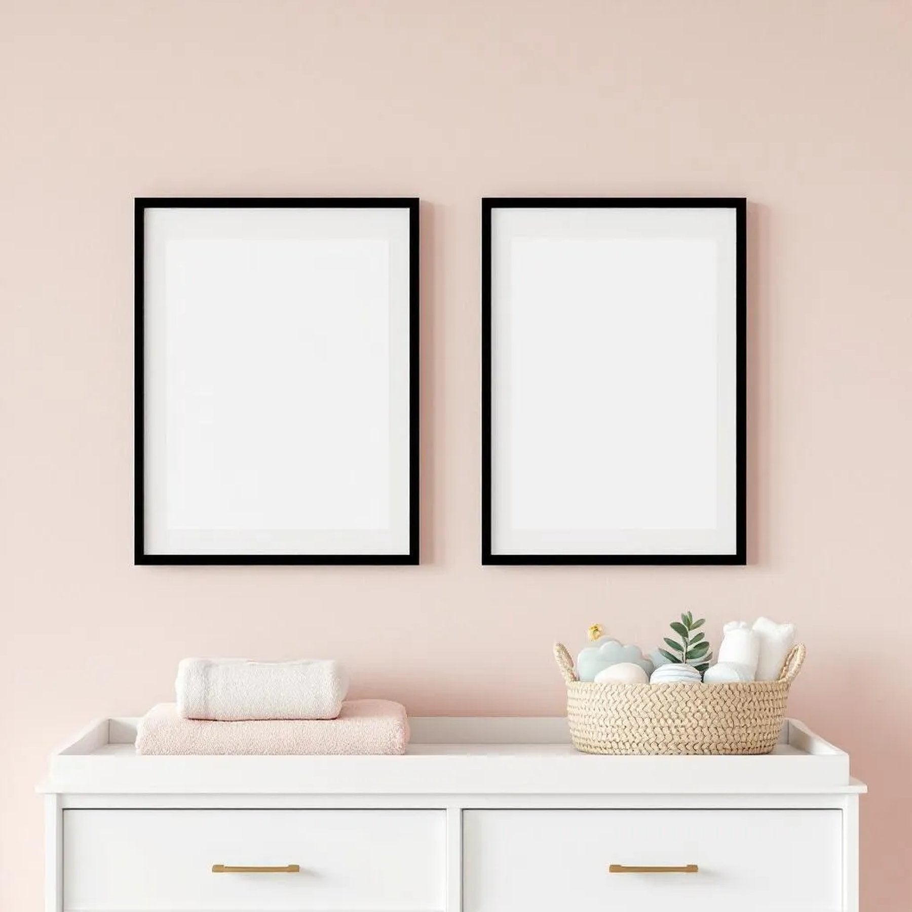 Nursery Lifestyle Frame Mockup — Plain Square Frame Portrait 2:3 — Perspective View — #05192 | MockupBulk