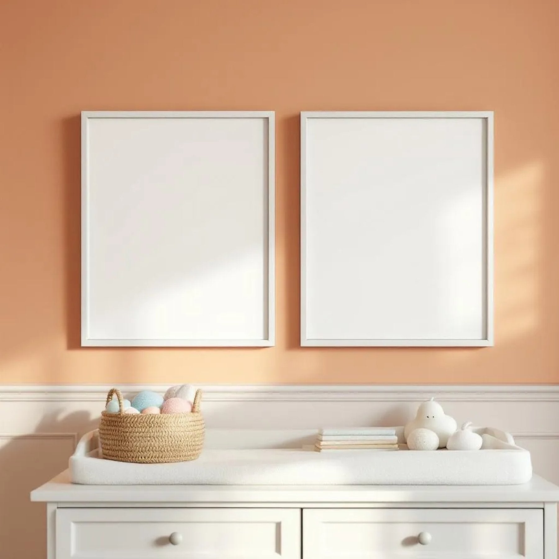 Nursery Styled Room Mockup — Plain Square Frame Portrait 2:3 — Perspective View — #05195 | MockupBulk