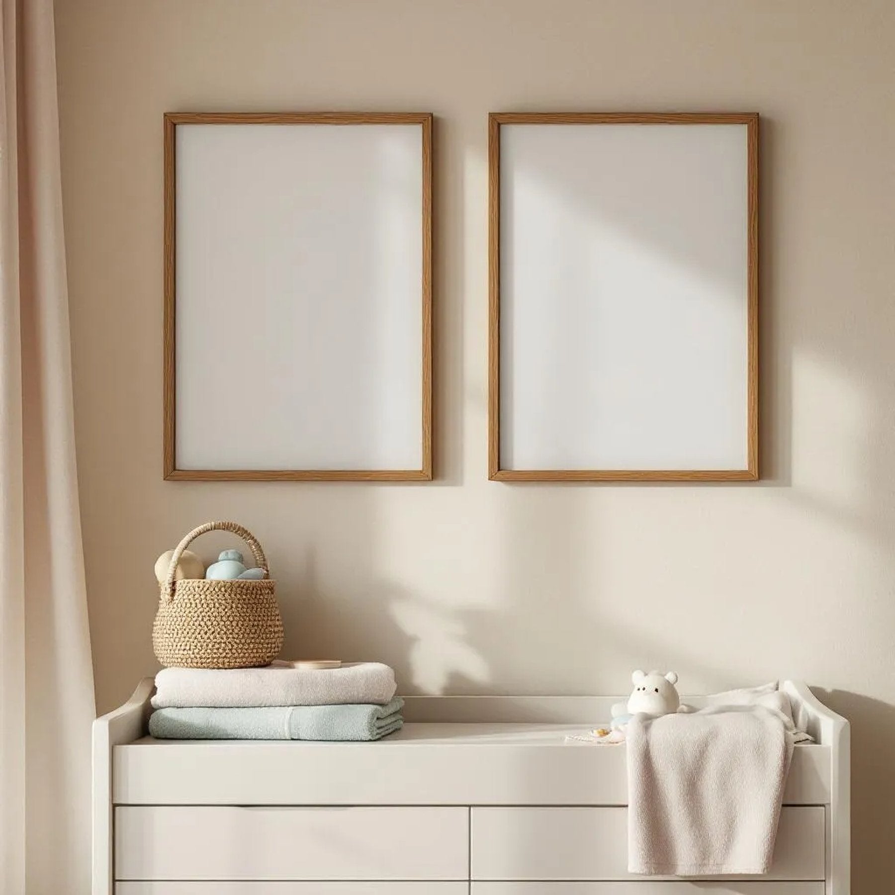 Nursery Wall Art Mockup — Plain Square Frame Portrait 2:3 — Perspective View — #05197 | MockupBulk