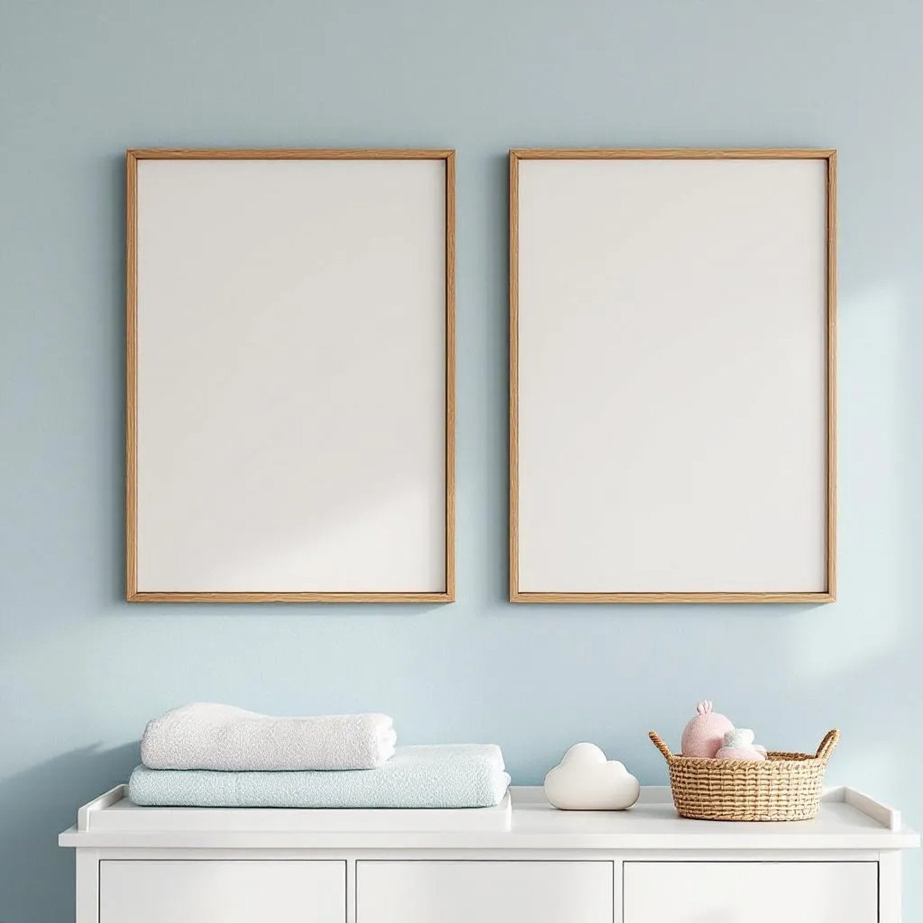 Nursery Premium Interior Mockup — Plain Square Frame Portrait 2:3 — Perspective View — #05198 | MockupBulk