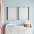 Nursery Wall Art Mockup — Plain Square Frame Portrait 2:3 — Perspective View — #05200 | MockupBulk